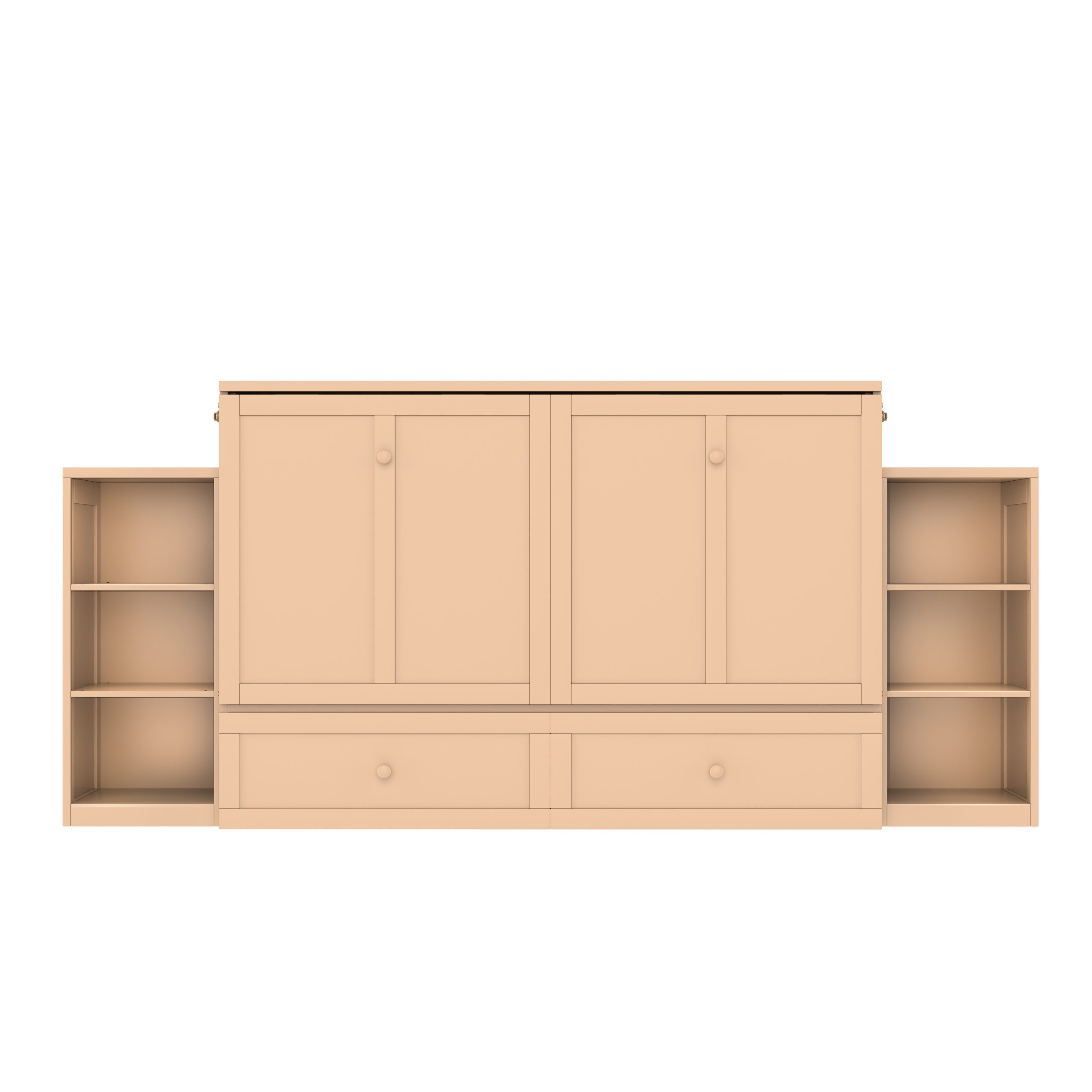 Queen size Murphy bed with spacious storage drawers and shelves. Ideal for guest rooms or compact bedrooms.Golden - Image 5