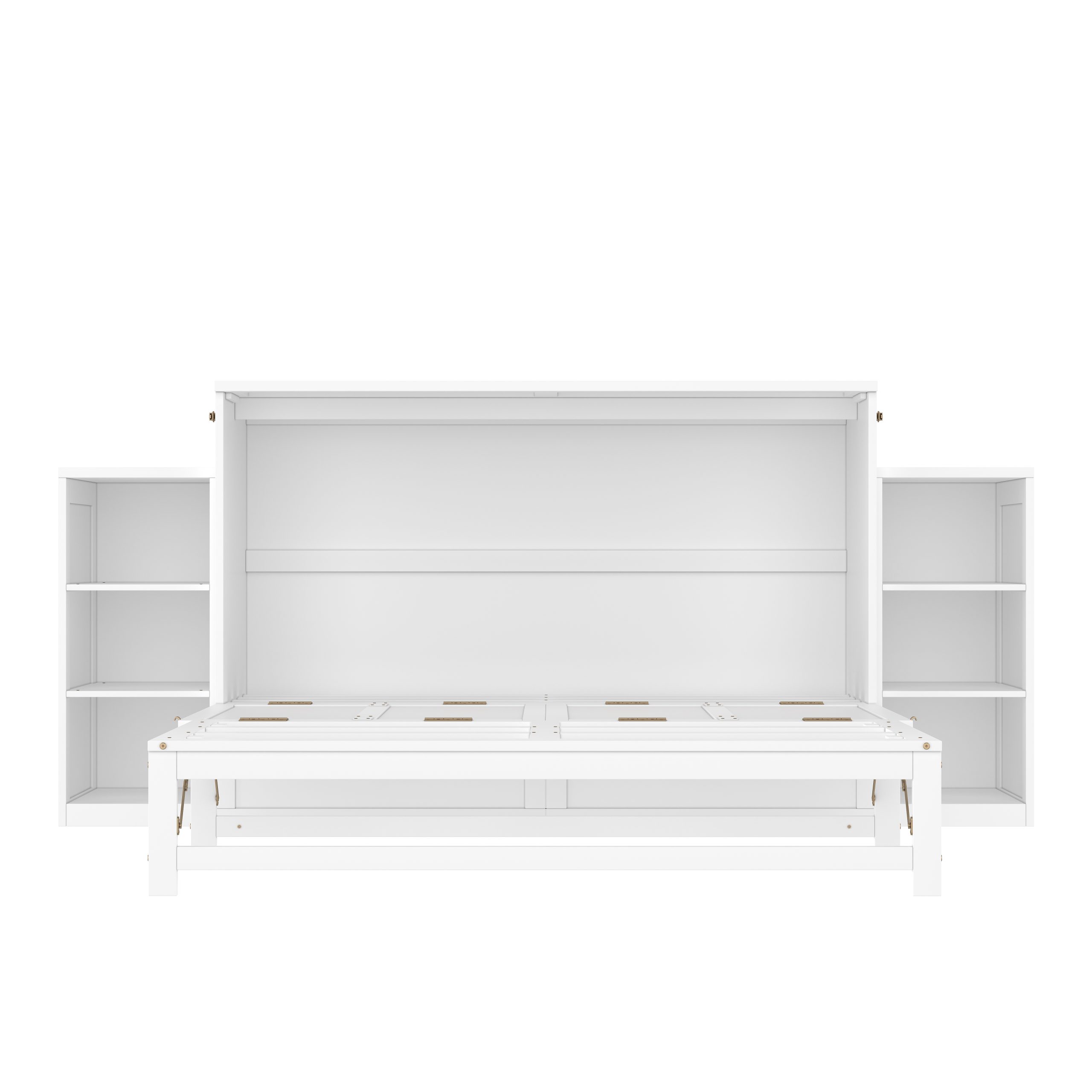 Queen size Murphy bed with spacious storage drawers and shelves. Ideal for guest rooms or compact bedrooms. White - Image 6