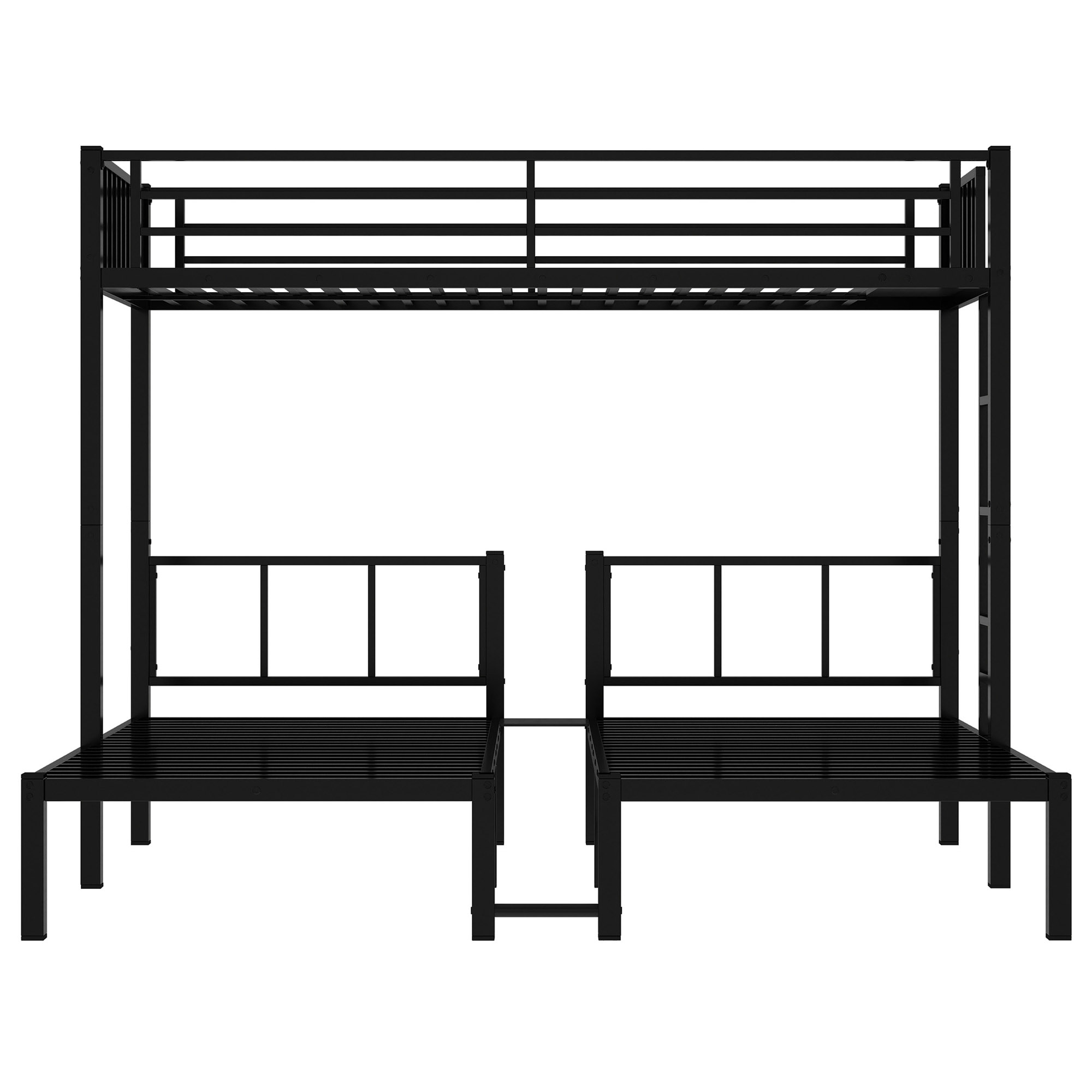 Twin over Twin & Twin Bunk Beds for 3, Twin XL over Twin & Twin Bunk Bed Metal Triple Bunk Bed, Black - Image 5