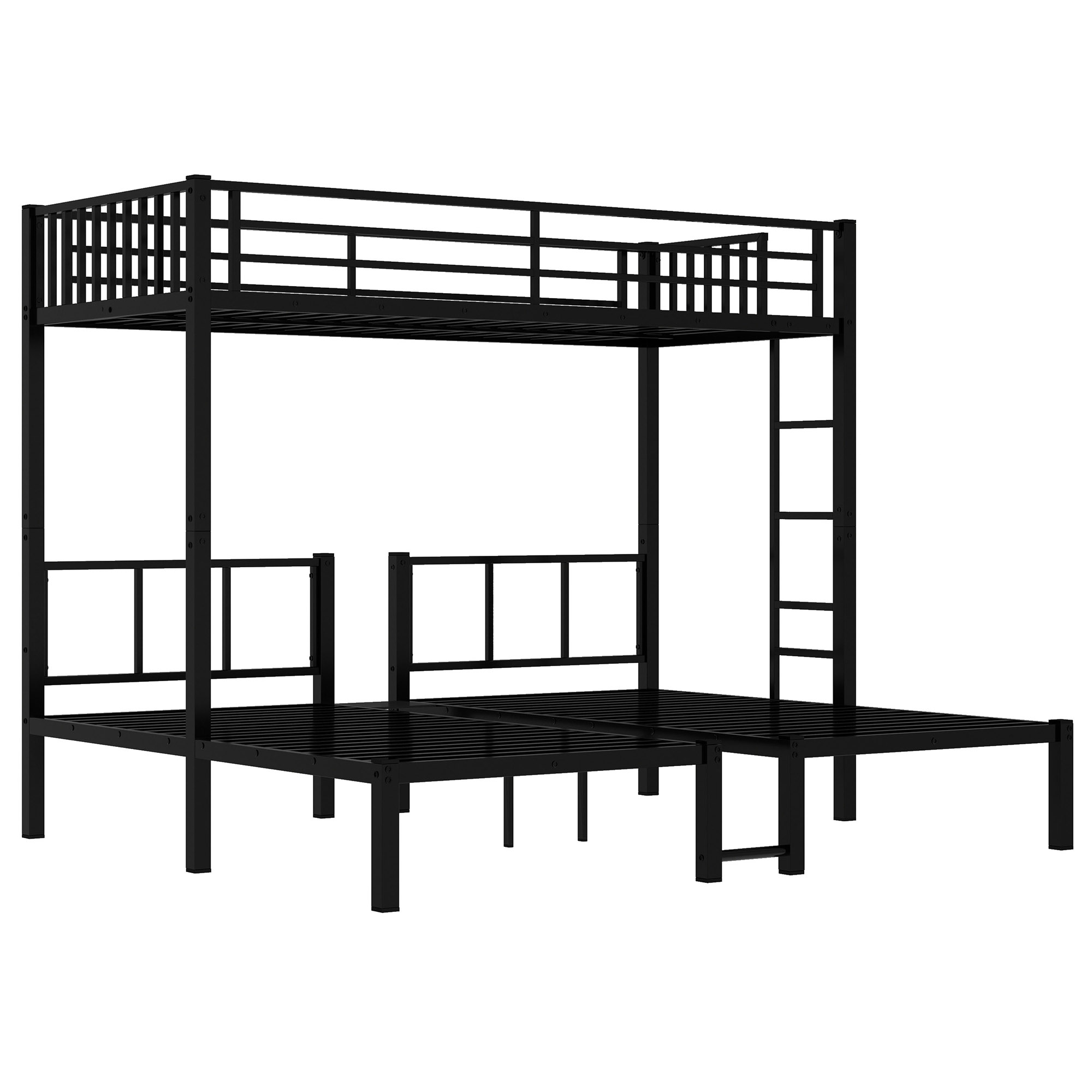 Twin over Twin & Twin Bunk Beds for 3, Twin XL over Twin & Twin Bunk Bed Metal Triple Bunk Bed, Black - Image 6