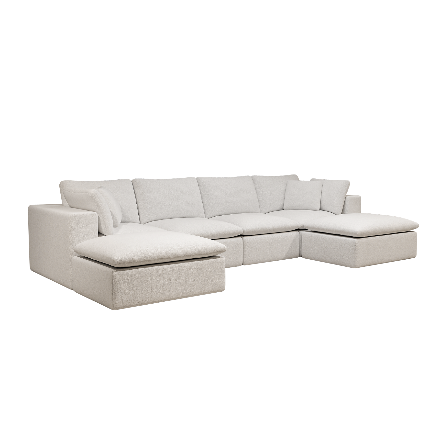 137.8*68.9"Modular sectional sofa seat,Upholstered compressed couch for living room,Bedroom,Apartment,No assembly required,5PC free combination,Plush corduroy fabric,WHITE - Image 5
