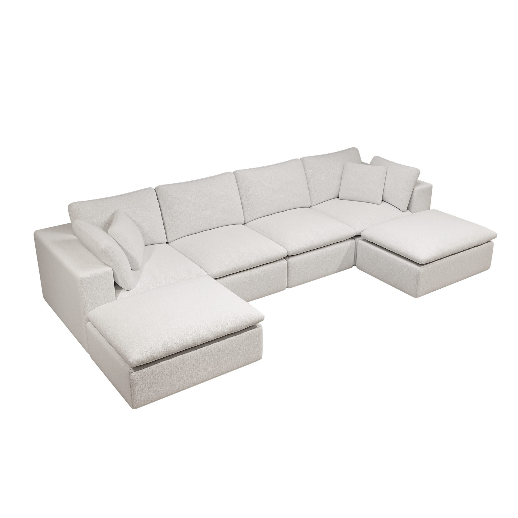 137.8*68.9"Modular sectional sofa seat,Upholstered compressed couch for living room,Bedroom,Apartment,No assembly required,5PC free combination,Plush corduroy fabric,WHITE - Image 6
