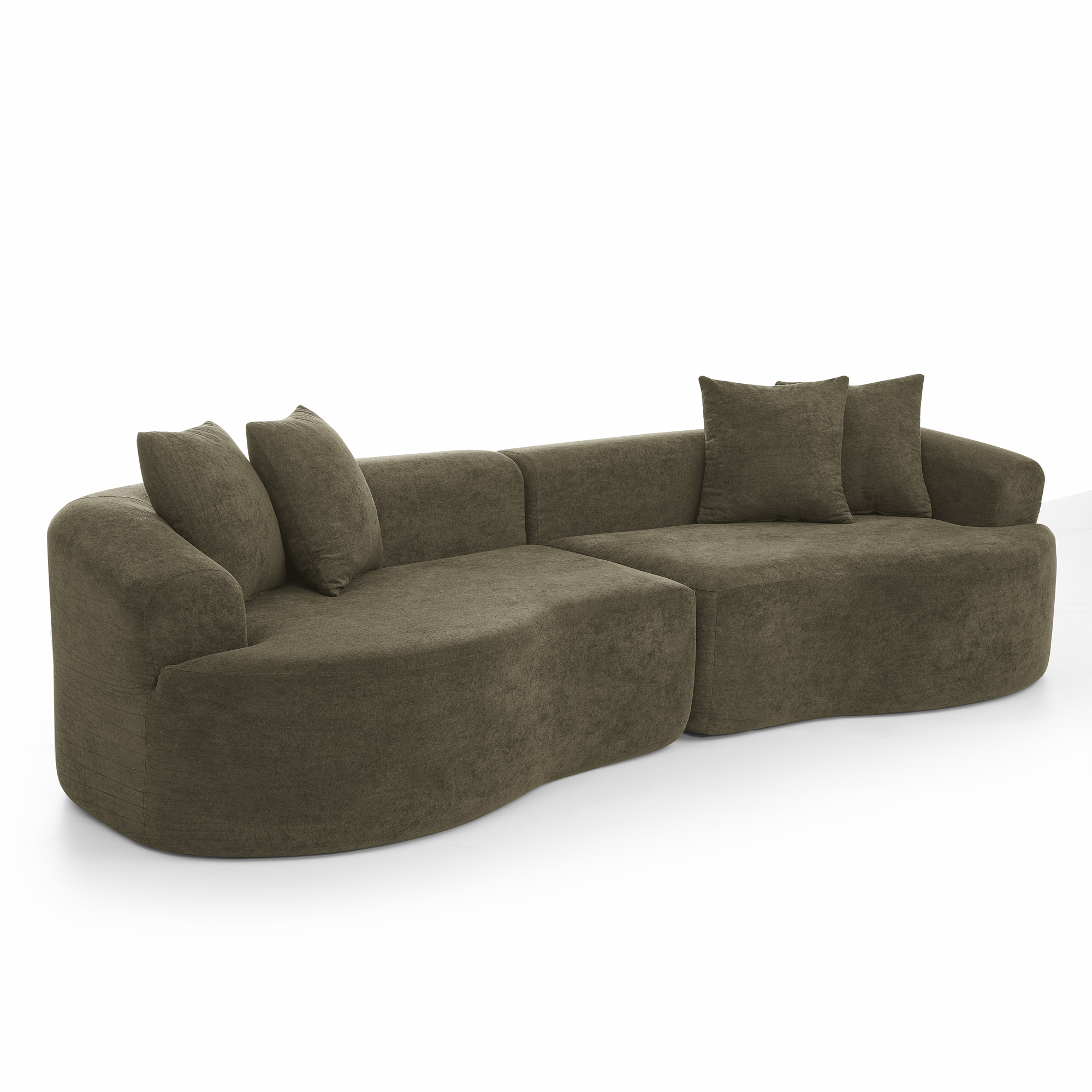 Modern Cloud 4-Seater Sectional Curved Sofa, Minimalist Compression Living Room Couch, No Assembly Needed, Chenille - Image 4