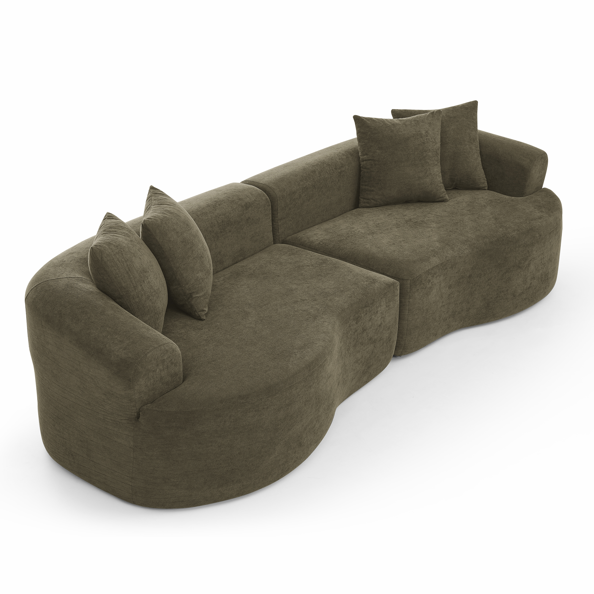 Modern Cloud 4-Seater Sectional Curved Sofa, Minimalist Compression Living Room Couch, No Assembly Needed, Chenille - Image 5