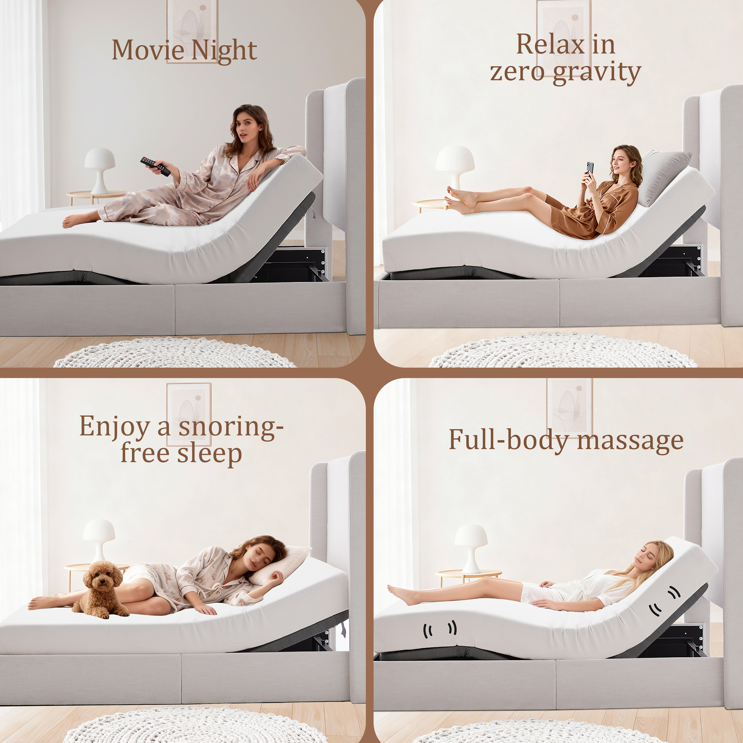 Caron 4.0 Ergonomic Queen Size Adjustable Bed Frame, Adjustable Bed Base with Head and Foot Incline, Electric Base w/Wireless Remote Control, Massager - Image 4