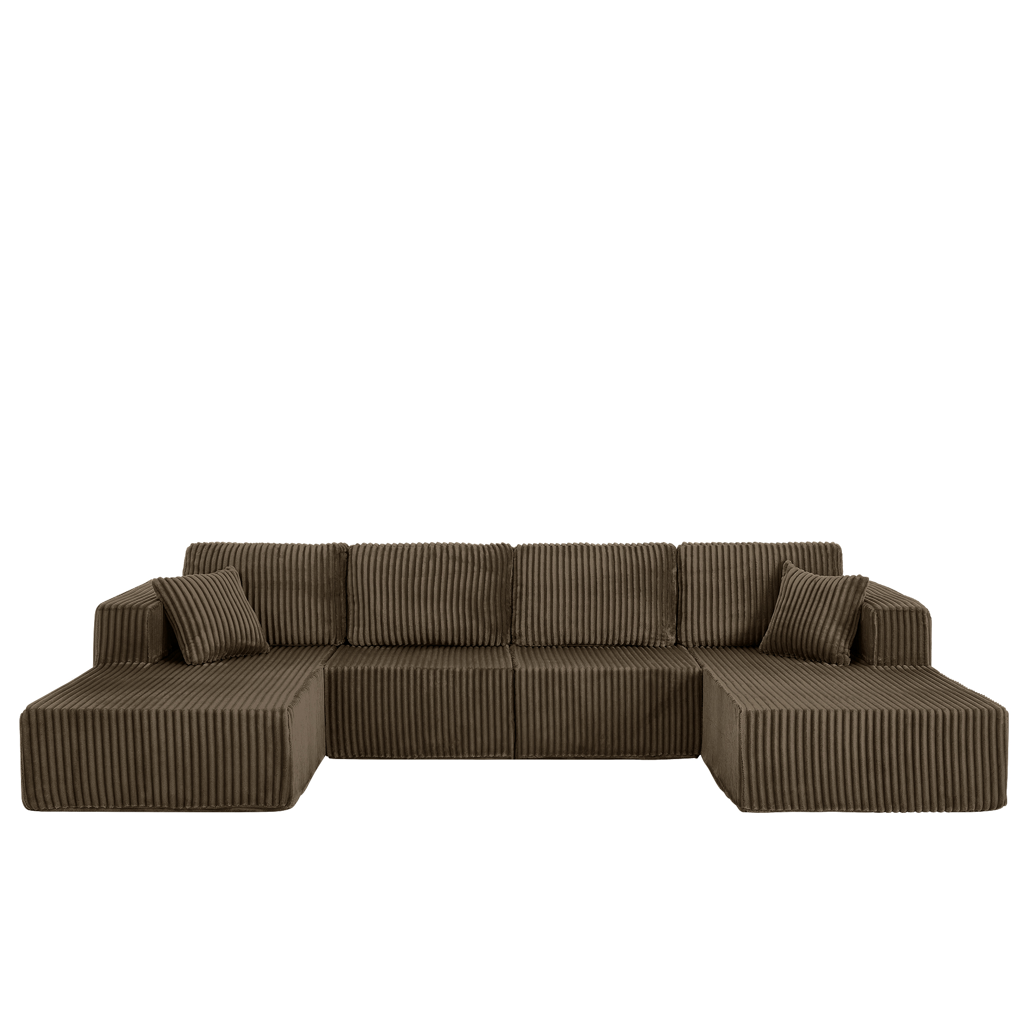 U-Shaped Modular Sectional Sofa [SIZE UPGRADED], Modern Minimalist Corduroy Compressed Sleeper Couch, Extra Spacious Design for Living Room/Bedroom, Comfy Space-Saving Sofa-Brown - Image 5