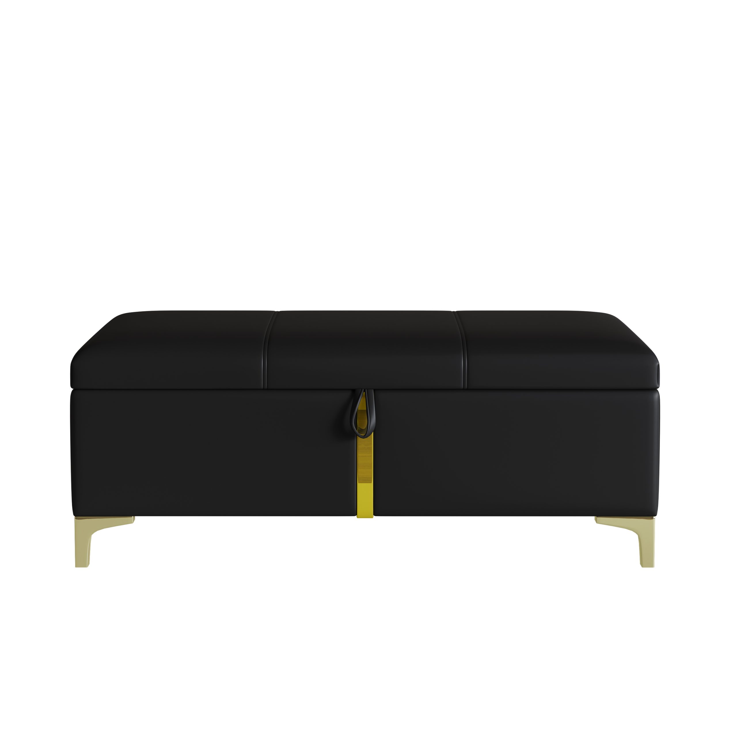 Elegant Upholstered Storage Ottoman,Storage Bench with Metal Legs for Bedroom,Living Room,Fully Assembled Except Legs,Black - Image 4