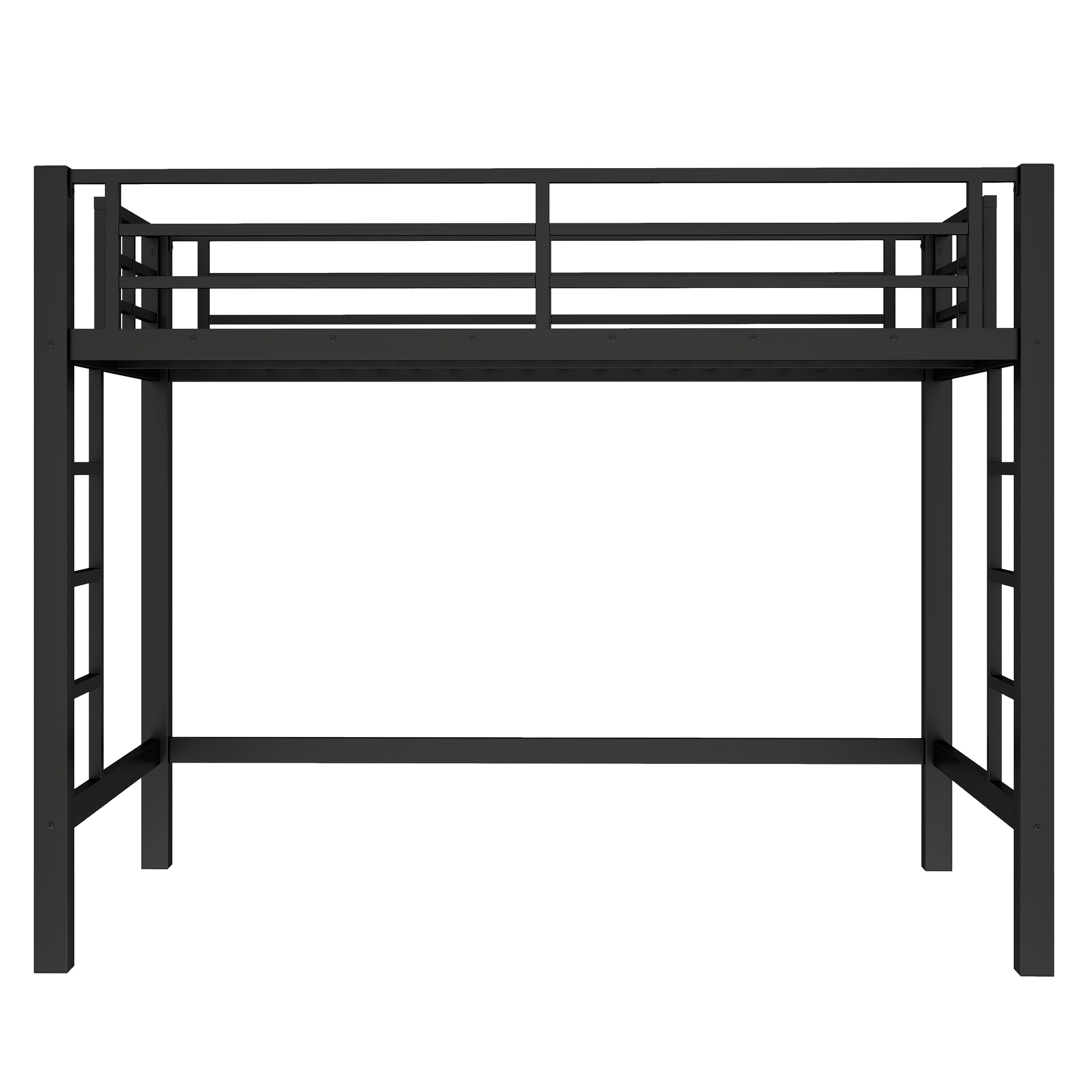 Twin Size Metal Loft Bed, Loft Bed with Easy Climbing Ladder and Guardrails , Black - Image 5