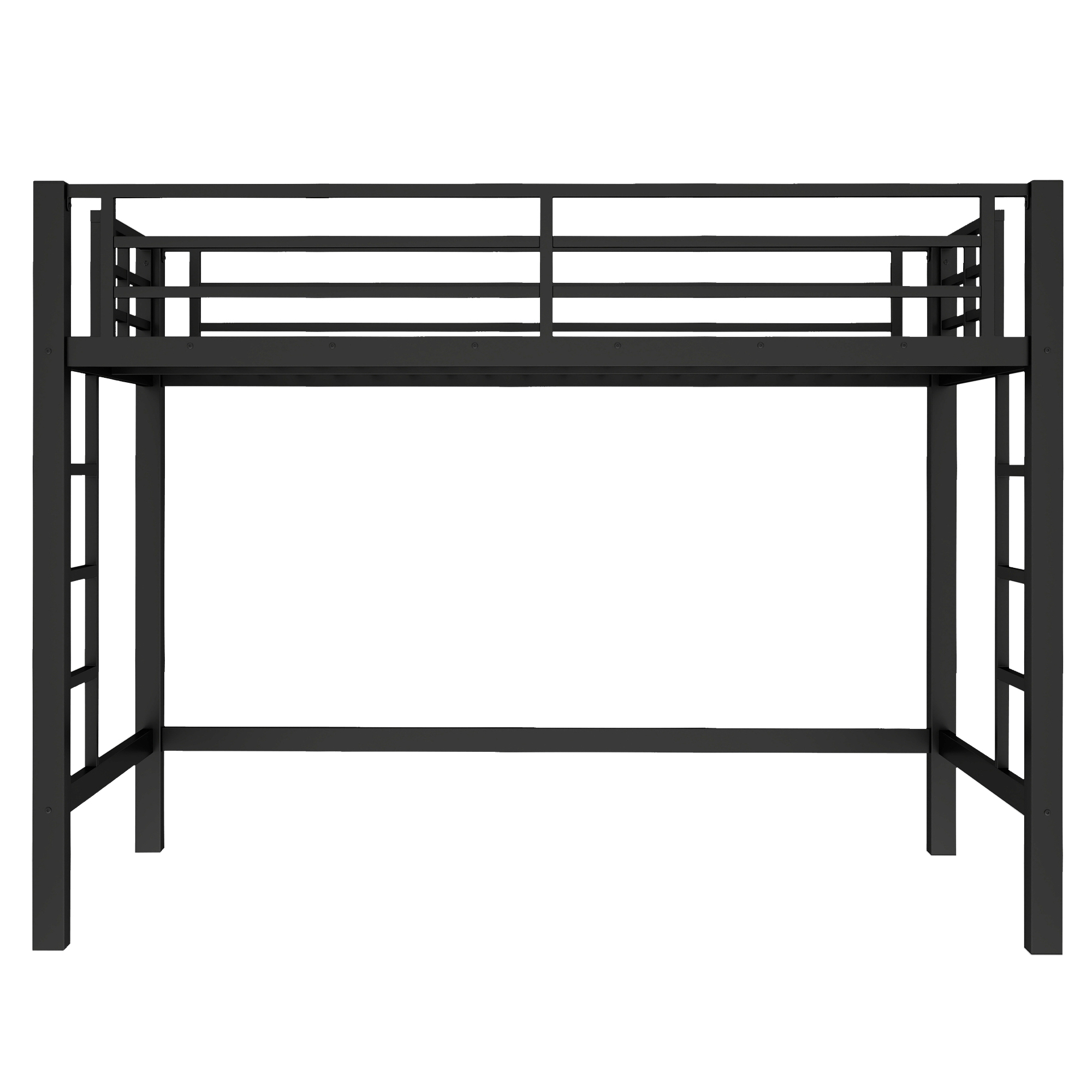 Twin XL Size Metal Loft Bed, Loft Bed with Easy Climbing Ladder and Guardrails , Black - Image 5