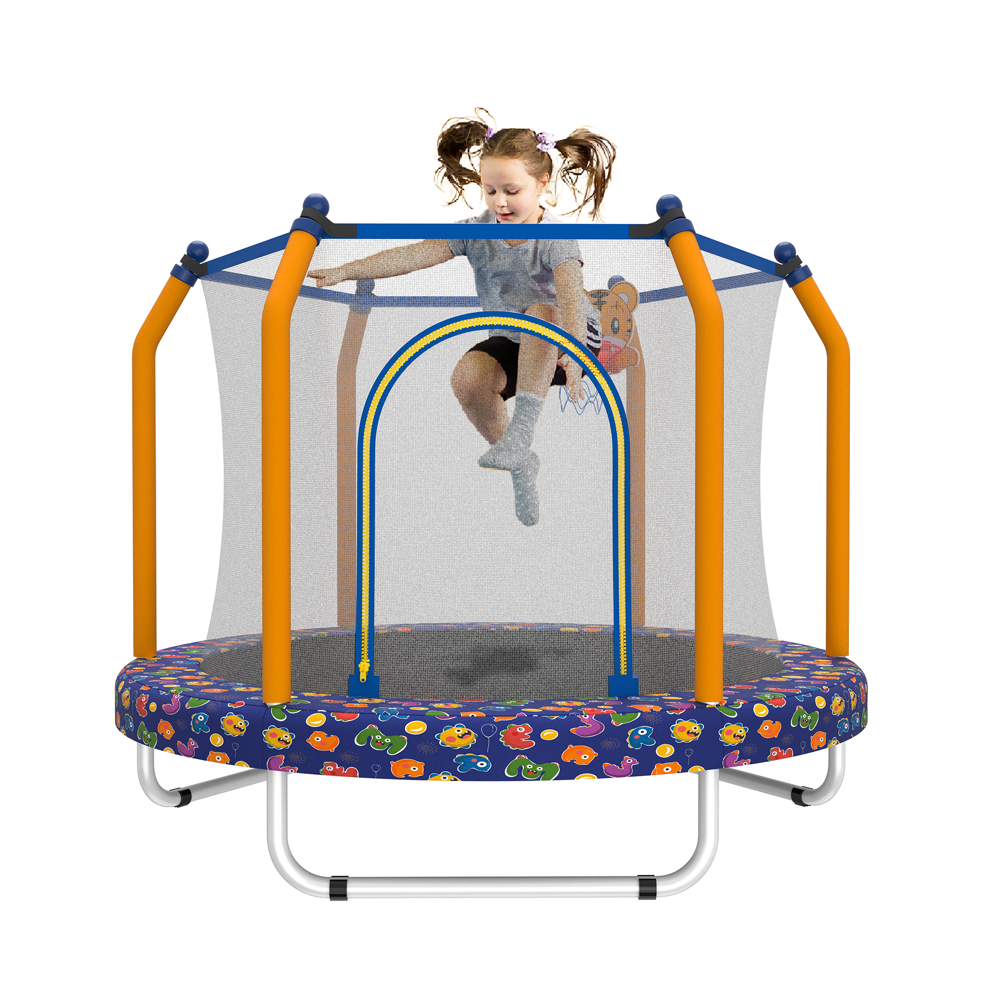 55-inch Trampoline for Kids Indoor & Outdoor Small Toddler Trampoline with Basketball Hoop - Image 5