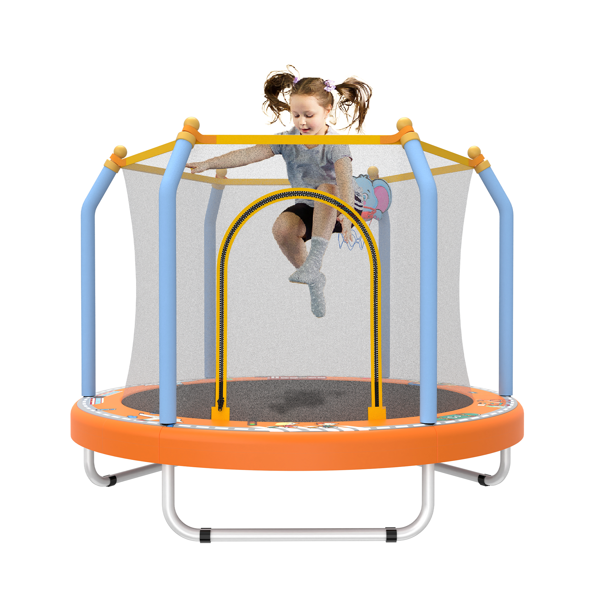 55-inch Trampoline for Kids Indoor & Outdoor Small Toddler Trampoline with Basketball Hoop - Image 5