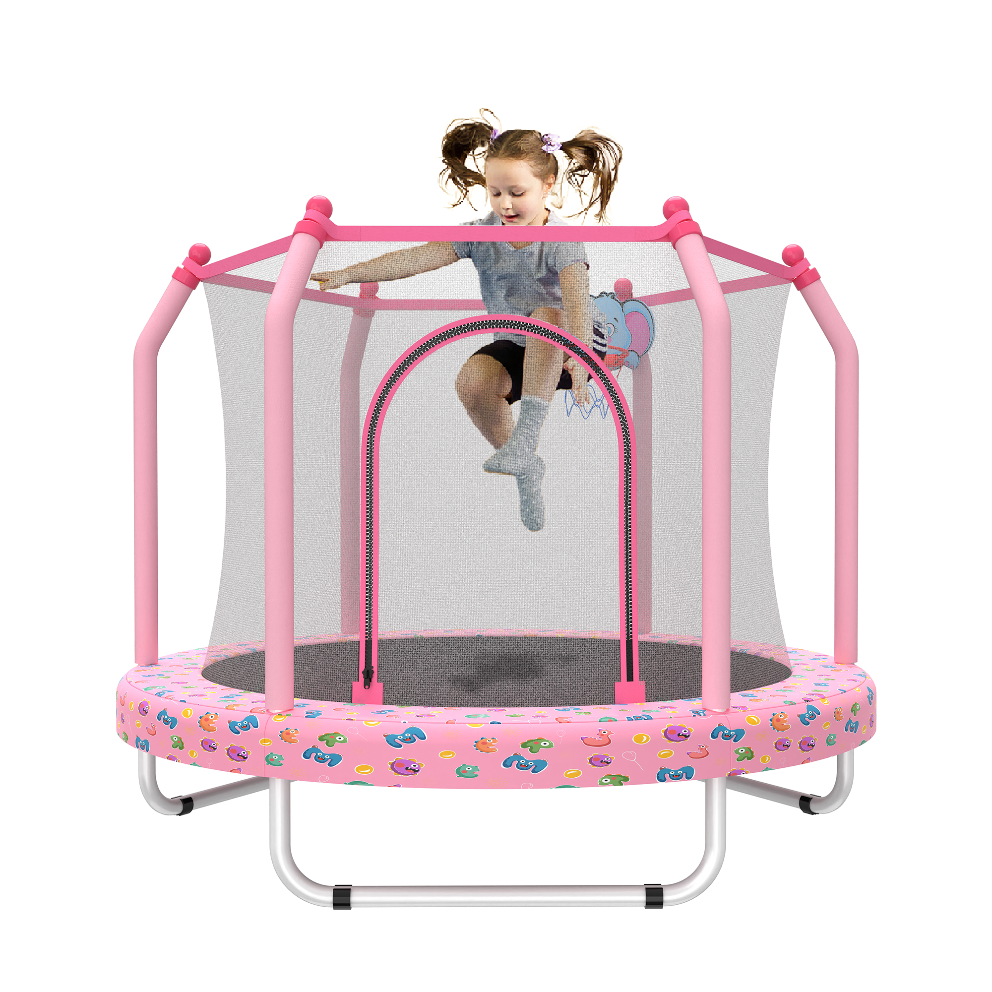55-inch Trampoline for Kids Indoor & Outdoor Small Toddler Trampoline with Basketball Hoop - Image 6