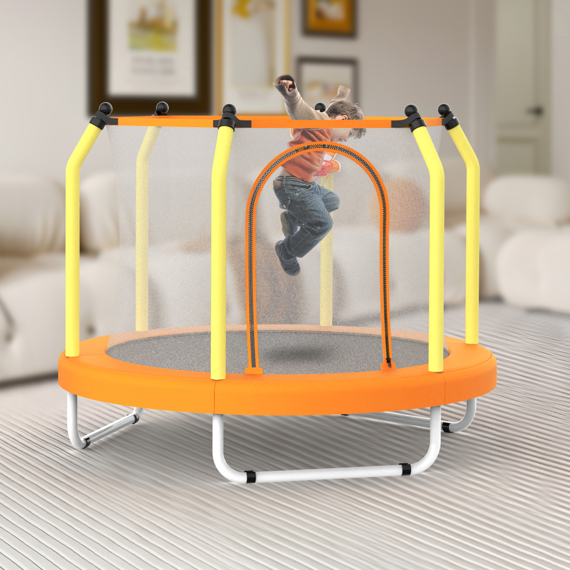 55-inch Trampoline for Kids Indoor & Outdoor Small Toddler Trampoline with Basketball Hoop - Image 3