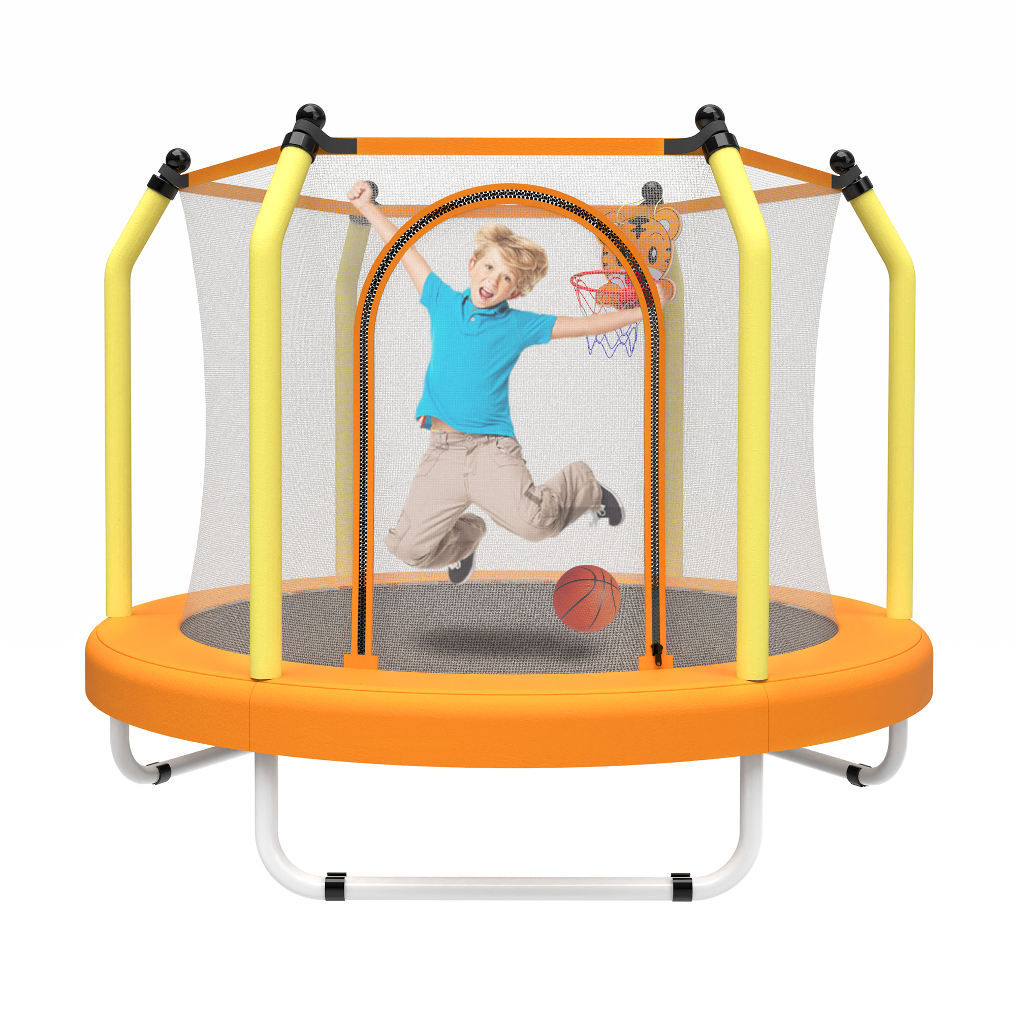 55-inch Trampoline for Kids Indoor & Outdoor Small Toddler Trampoline with Basketball Hoop - Image 2