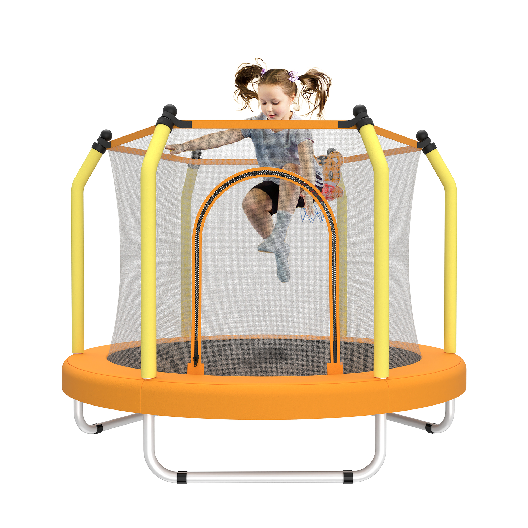 55-inch Trampoline for Kids Indoor & Outdoor Small Toddler Trampoline with Basketball Hoop - Image 4
