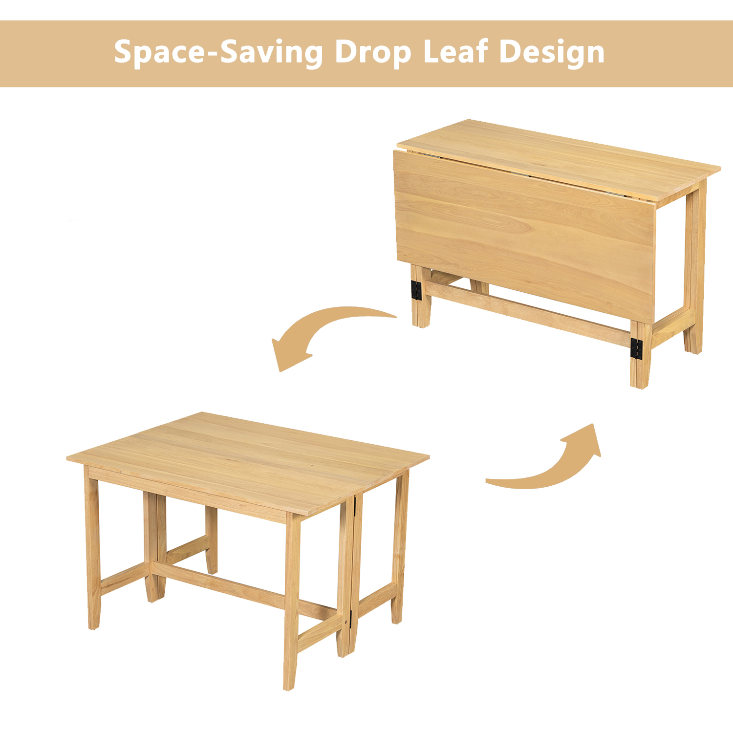 TOPMAX Farmhouse Wood Extendable Dining Table with Drop Leaf for Small Places, Natural(OLD SKU:N717P195019) - Image 2