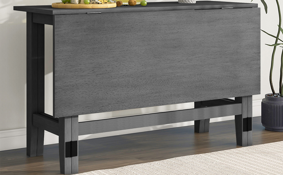 TOPMAX Farmhouse Wood Extendable Dining Table with Drop Leaf for Small Places, Gray(OLD SKU:N717P195019) - Image 2