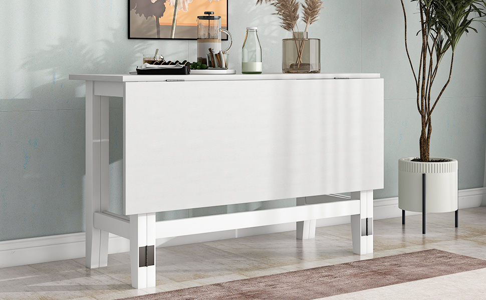 TOPMAX Farmhouse Wood Extendable Dining Table with Drop Leaf for Small Places, White(OLD SKU:N717P195019) - Image 2
