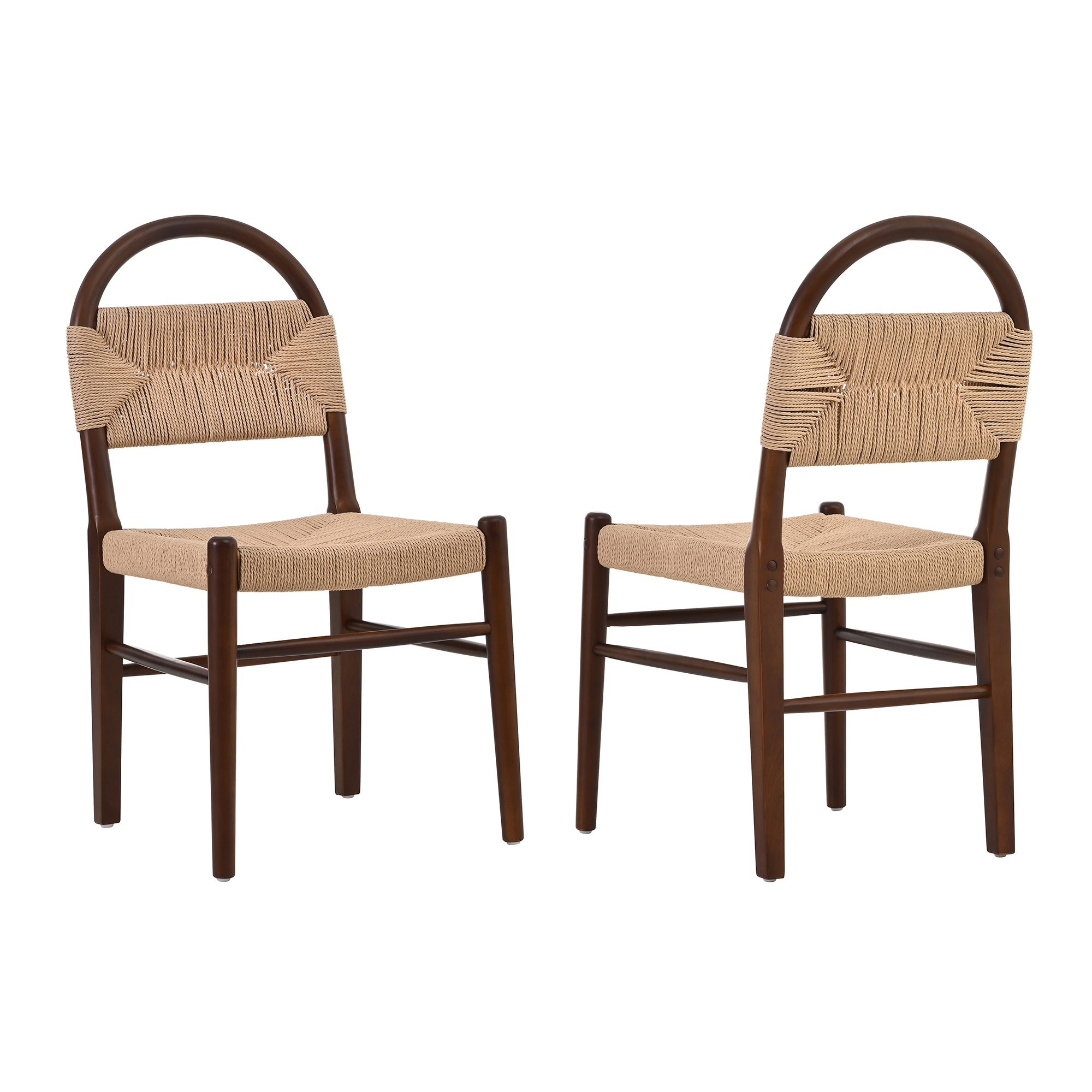 Modern woven dining chair,kitchen chair with solid wood legs, Armless Side Chair for Home Bar/Restaurant and Dining Room,Walnut,Set of 2 - Image 5
