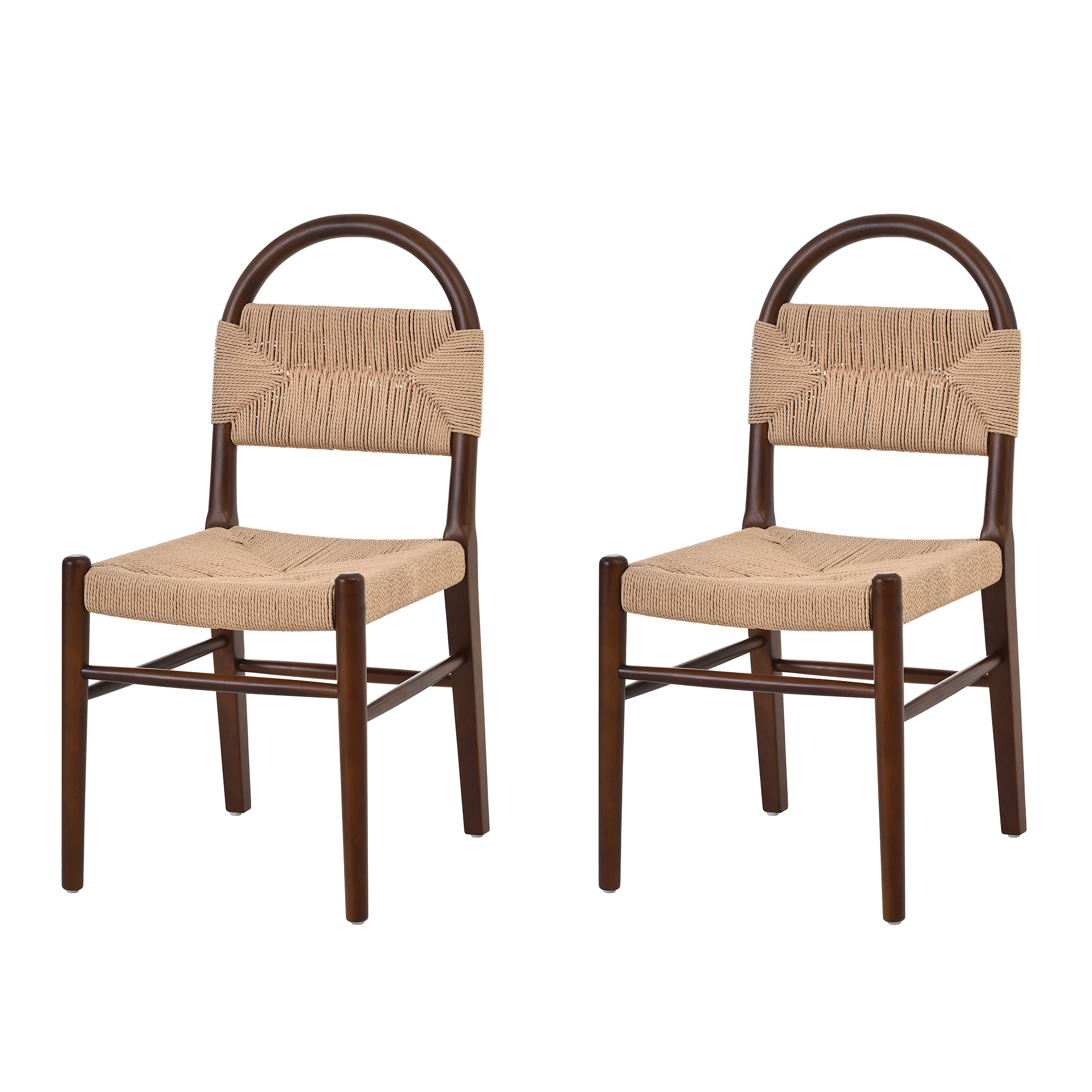 Modern woven dining chair,kitchen chair with solid wood legs, Armless Side Chair for Home Bar/Restaurant and Dining Room,Walnut,Set of 2 - Image 6