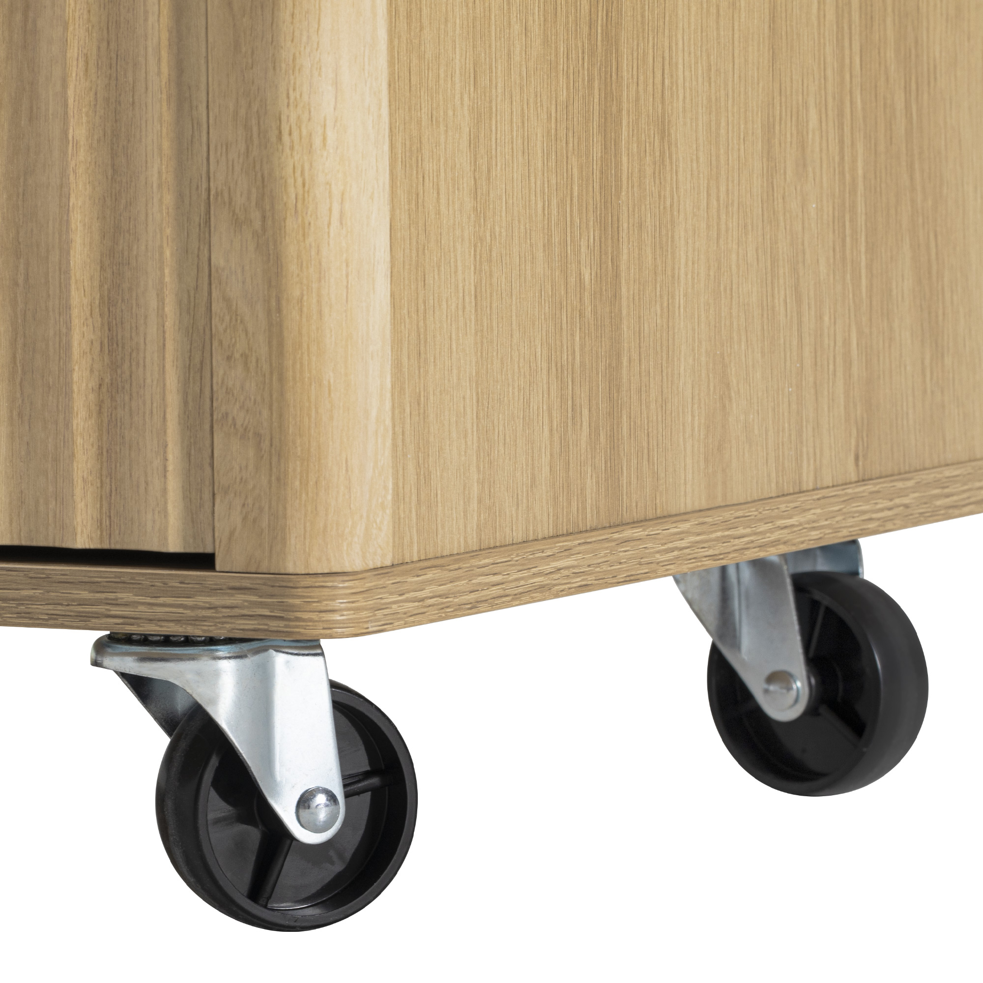 K&K Fluted Kitchen Island with Storage, 55.5" Kitchen Island with Drop Leaf, Power Outlet, 4 Doors and 3 Drawers, Rolling Island Table with Faux Marble Top, Curved Edge for Kitchen,Dining Room Natural - Image 6