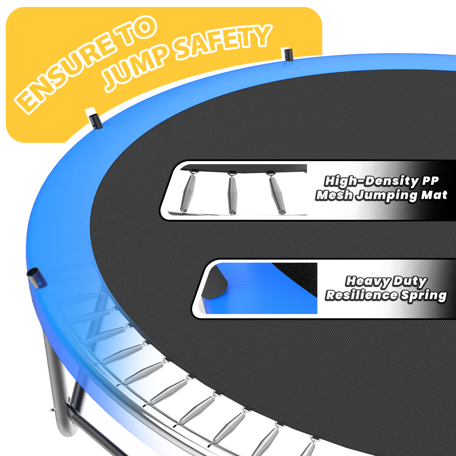 14FT Trampoline with Enclosure - Recreational Trampolines with Ladder and AntiRust Coating, ASTM Approval Outdoor Trampoline for Kids - Image 6