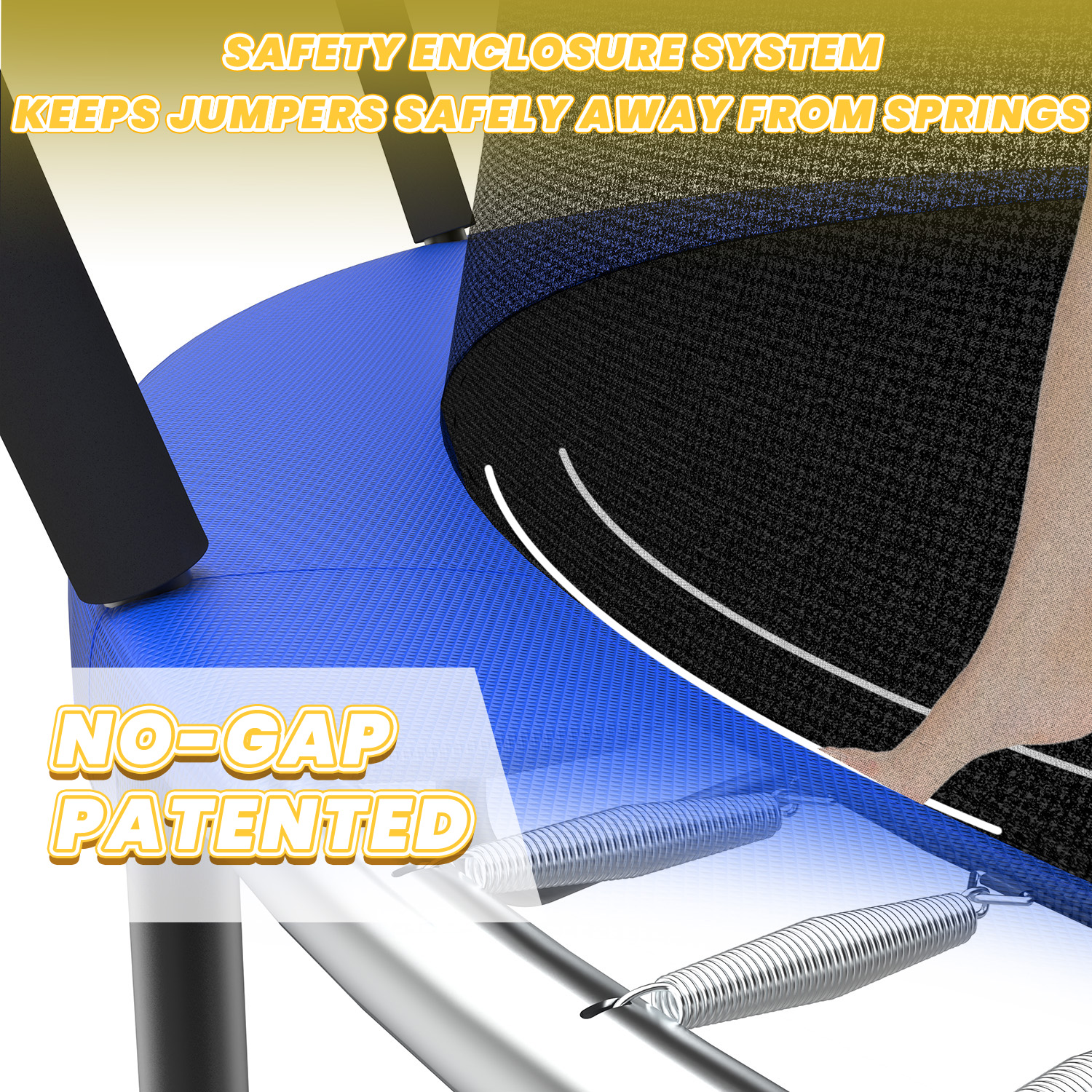 12FT Recreational Kids Trampoline with Safety Enclosure Net & Ladder, Outdoor Recreational Trampolines - Image 4