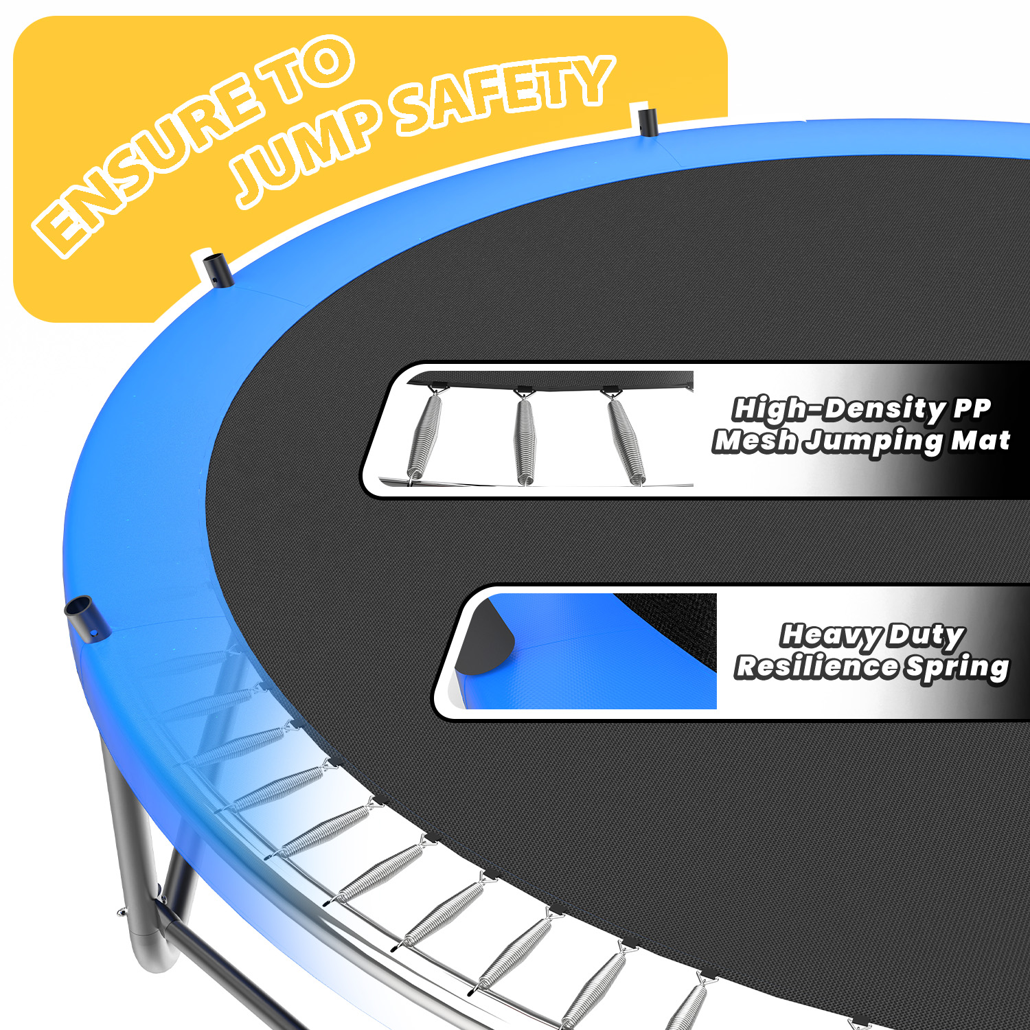 12FT Recreational Kids Trampoline with Safety Enclosure Net & Ladder, Outdoor Recreational Trampolines - Image 5