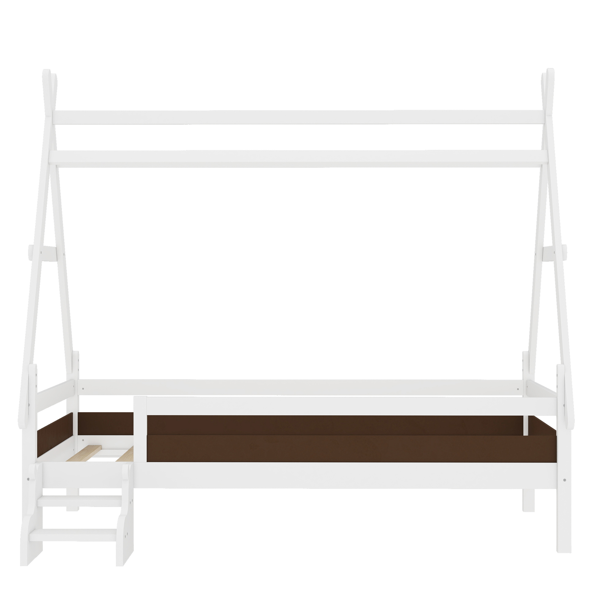 Twin House Platform Bed with Stairs, Solid Wood Twin Bed Frame, Low Profile and Childlike Fun Design, White - Image 5