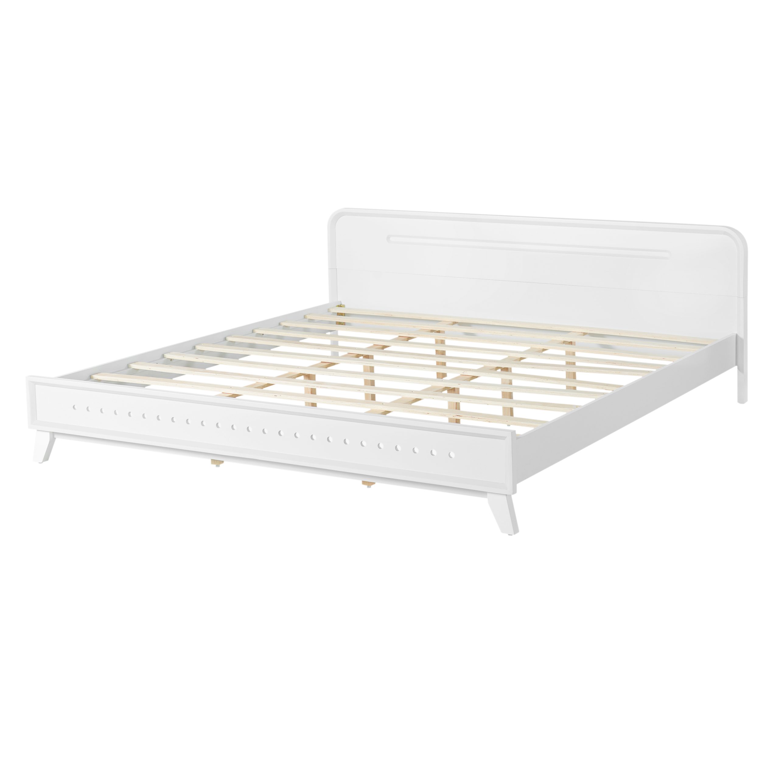 PINE SOLID WOOD KING SIZE BED, SOLID AND STABLE, NO BOX SPRING NEEDED, WHITE COLOR - Image 4