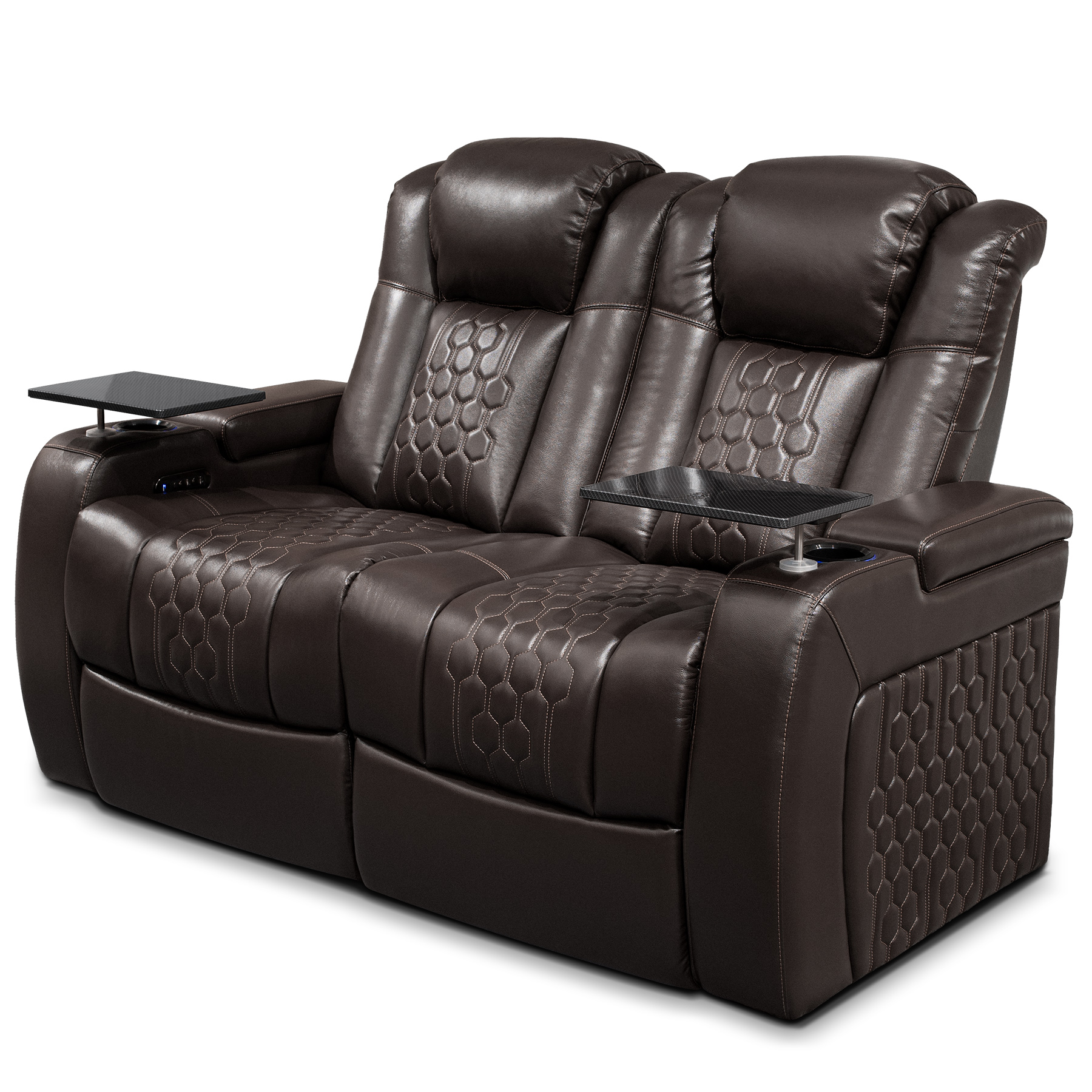 62.2"Power Recliner 2 PC Made WithTop-Grain Nappa,Fully Adjustable Relaxation,Smart Charging,Dynamic RGB LED Lighting,COFFEE - Image 2