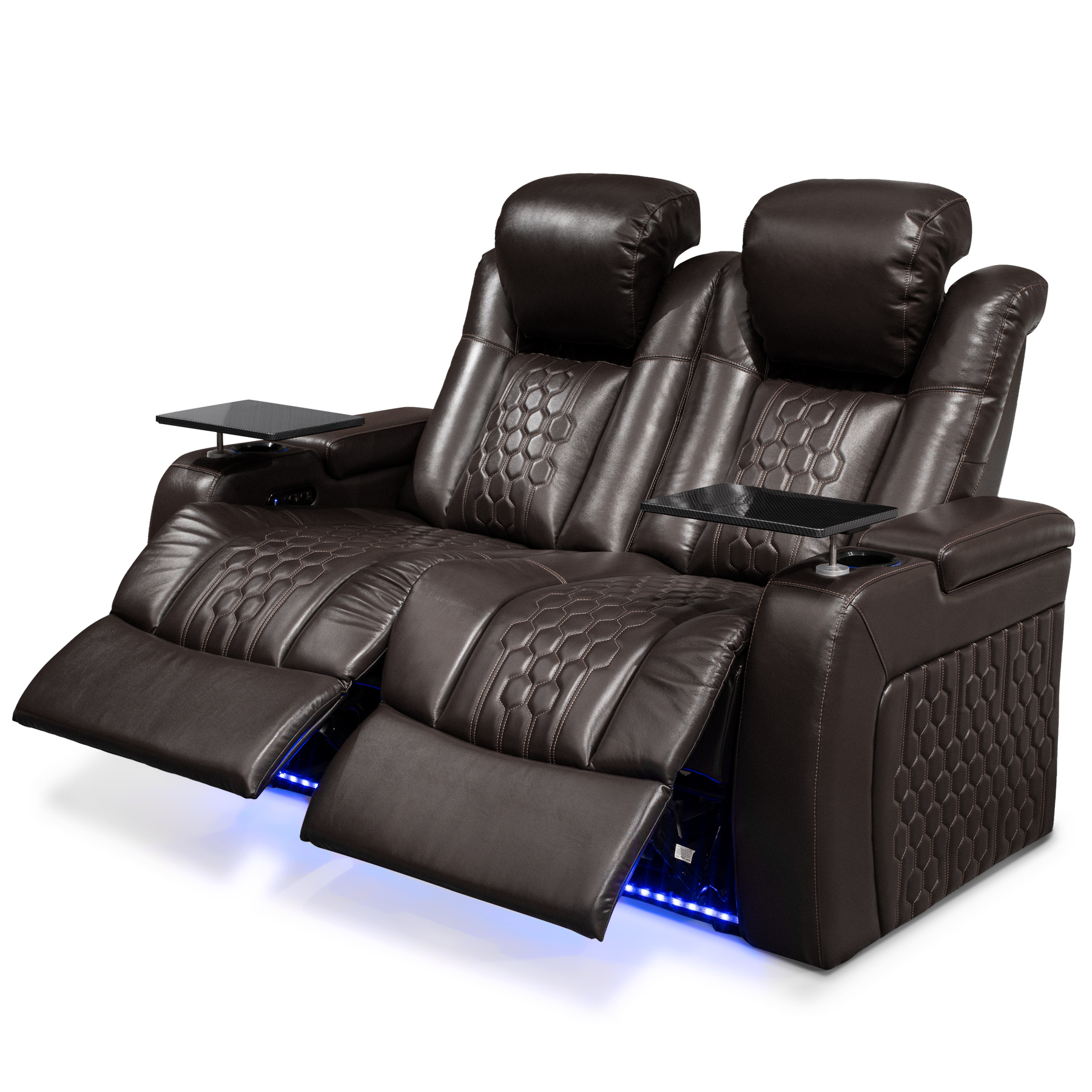 62.2"Power Recliner 2 PC Made WithTop-Grain Nappa,Fully Adjustable Relaxation,Smart Charging,Dynamic RGB LED Lighting,COFFEE - Image 3
