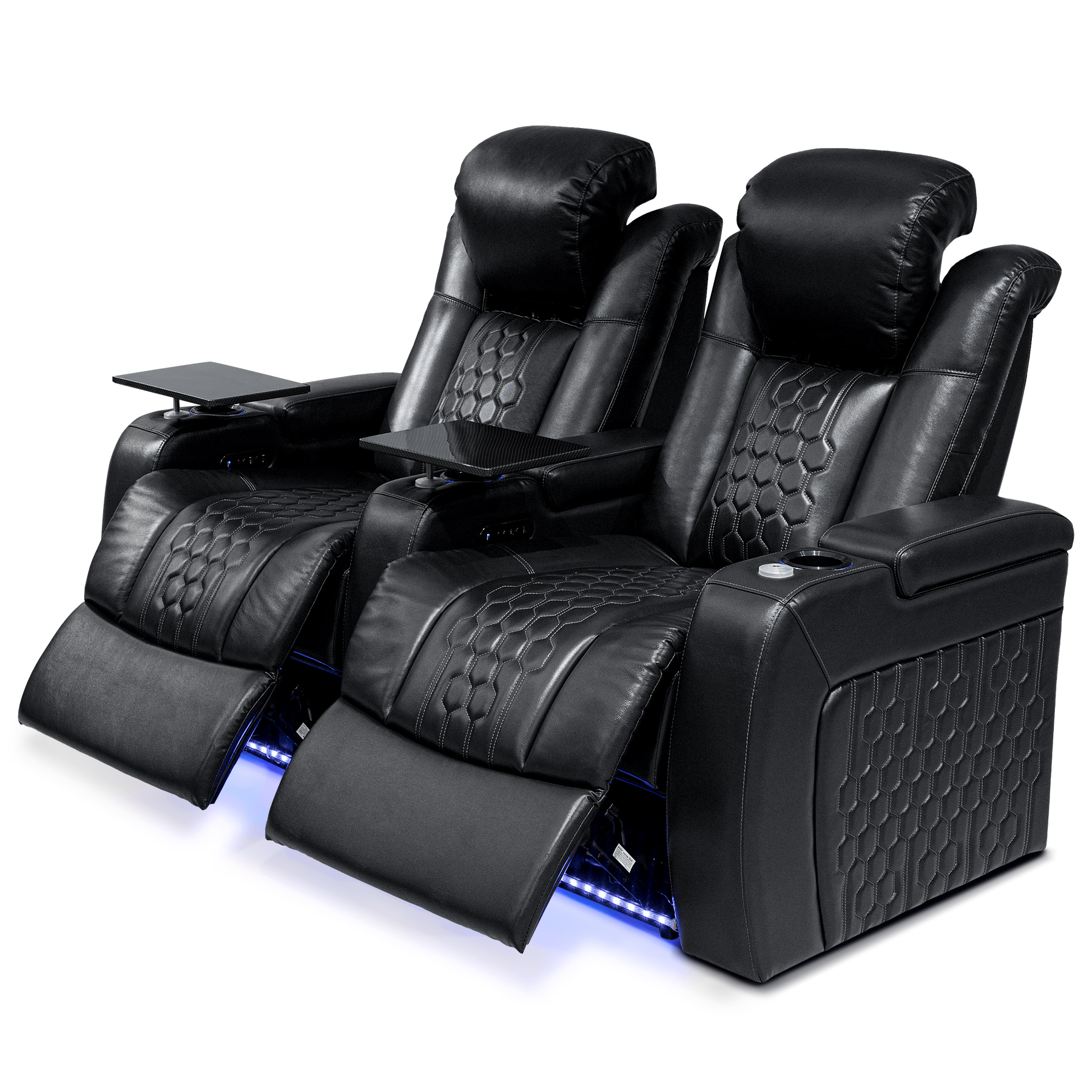 68.9"Power Recliner 2 PC Made WithTop-Grain Nappa,Fully Adjustable Relaxation,Smart Charging,Dynamic RGB LED Lighting,BLACK - Image 3