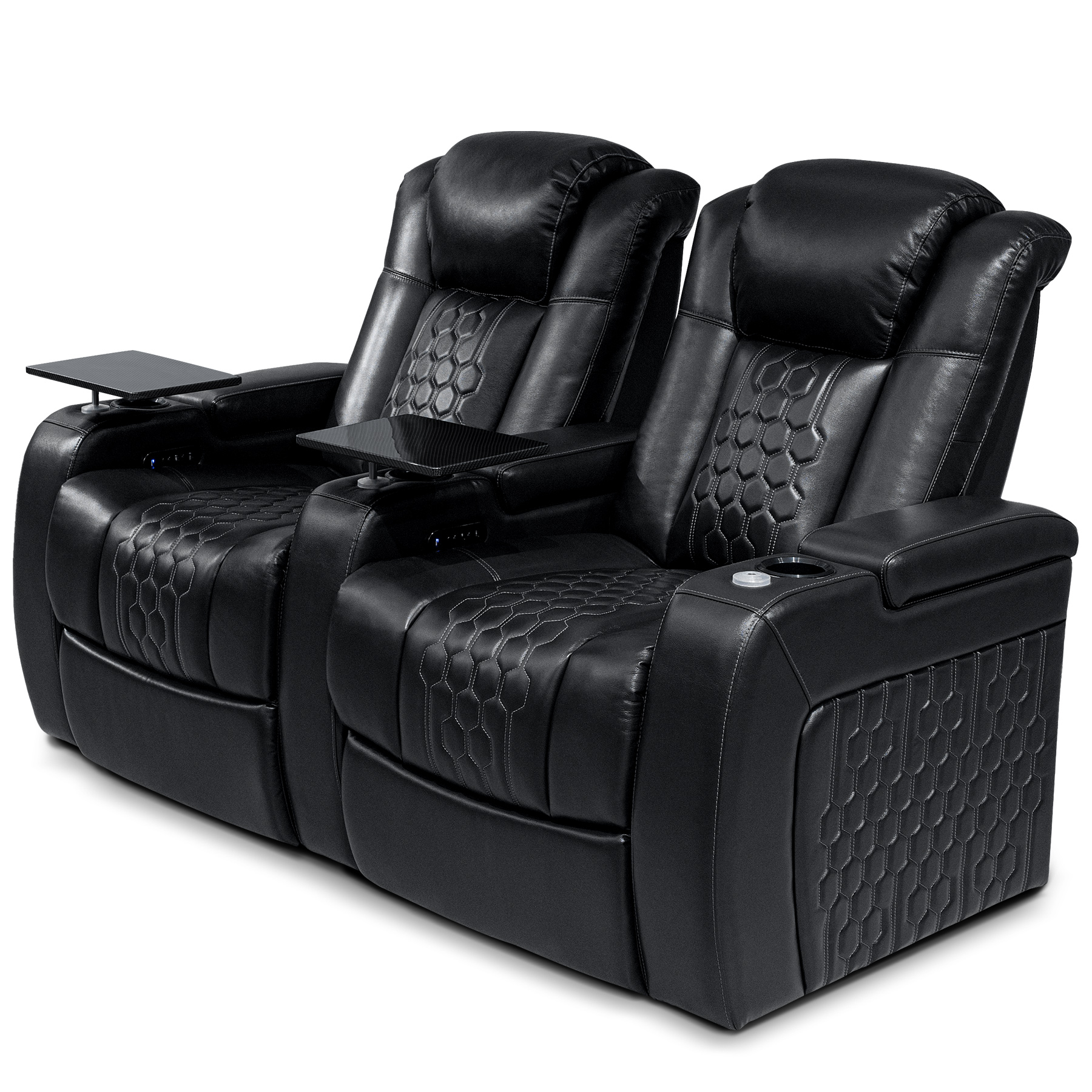 68.9"Power Recliner 2 PC Made WithTop-Grain Nappa,Fully Adjustable Relaxation,Smart Charging,Dynamic RGB LED Lighting,BLACK - Image 6