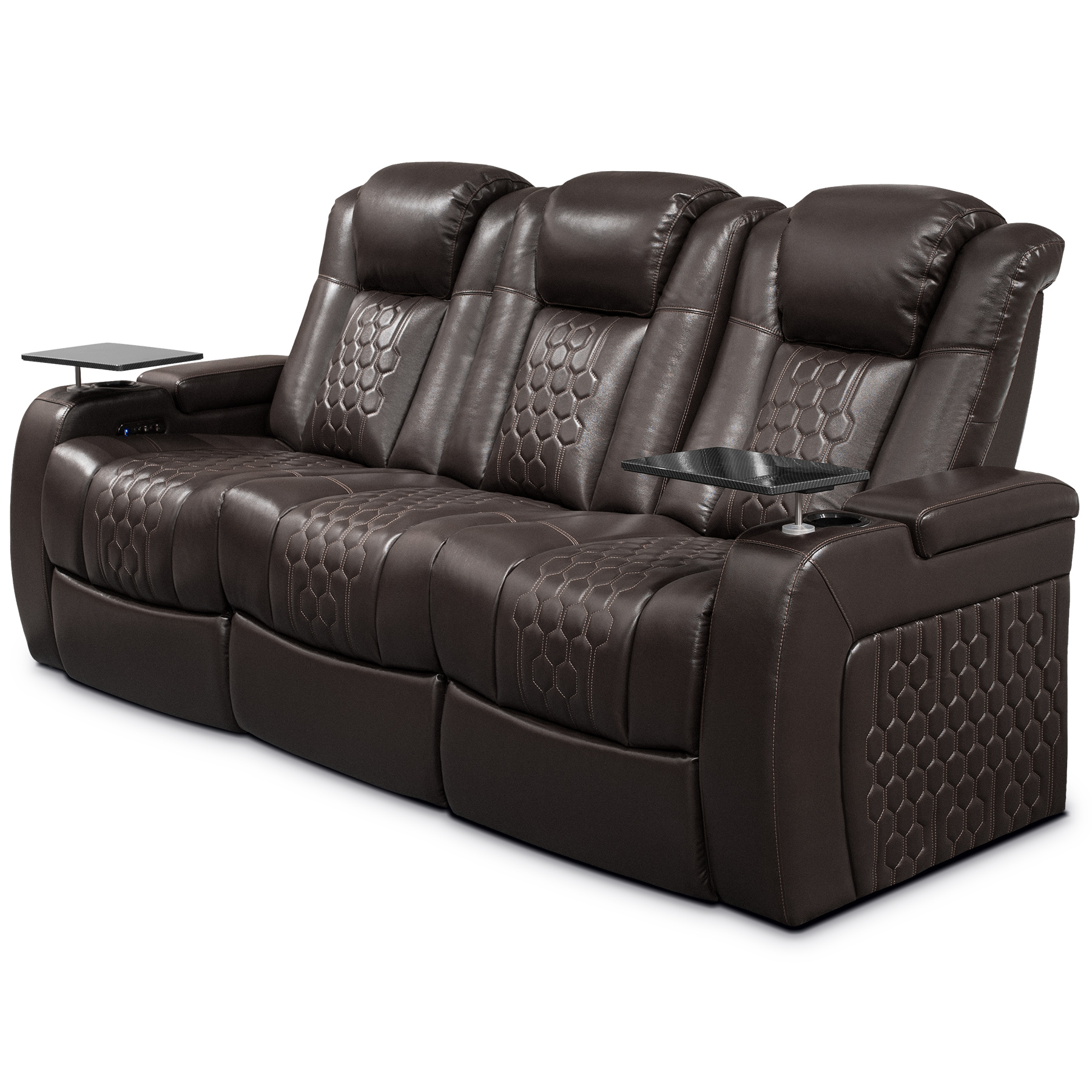 86.6"Power Recliner 3 PC Made WithTop-Grain Nappa,Fully Adjustable Relaxation,Smart Charging,Dynamic RGB LED Lighting,COFFEE - Image 2