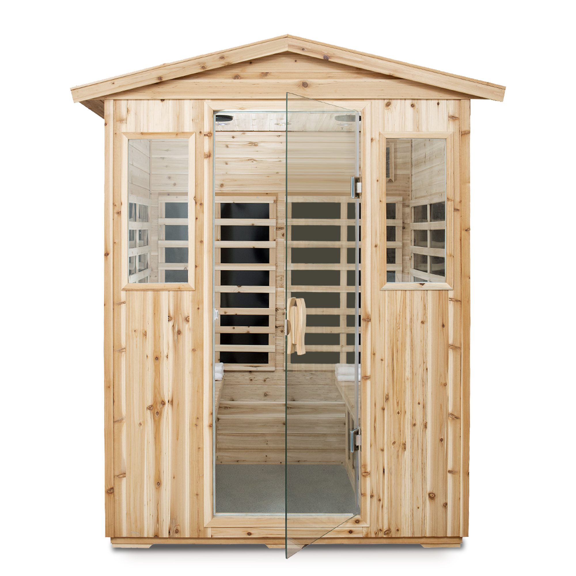 Four person Far-infrared Old fir outdoor sauna room - Image 3