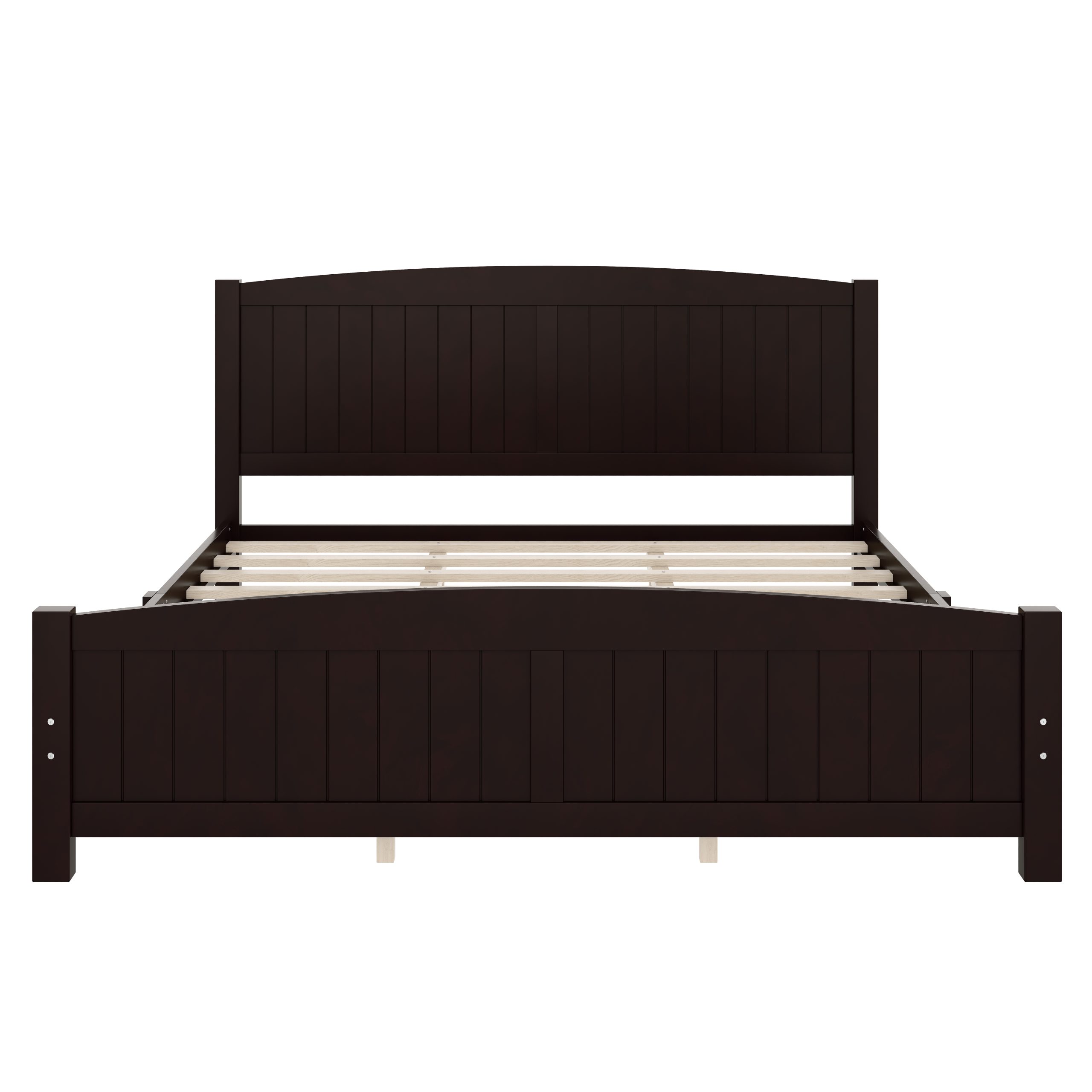 King Size Platform Bed, Solid Wood Platform Bed with Support Slats and Strong Structure, No Box Spring Needed, Espresso - Image 5