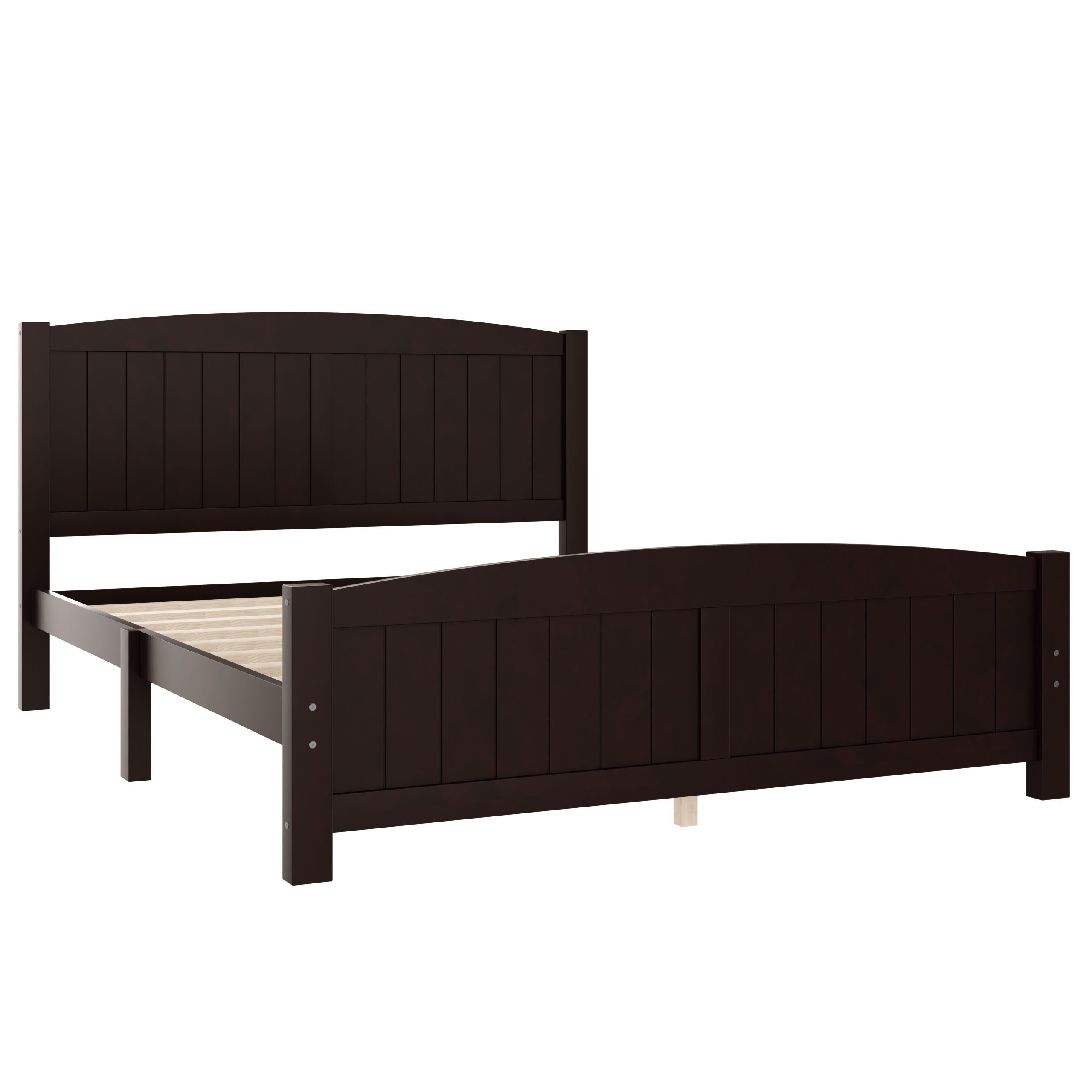 Queen Size Platform Bed, Solid Wood Platform Bed with Support Slats and Strong Structure, No Box Spring Needed, Espresso - Image 6