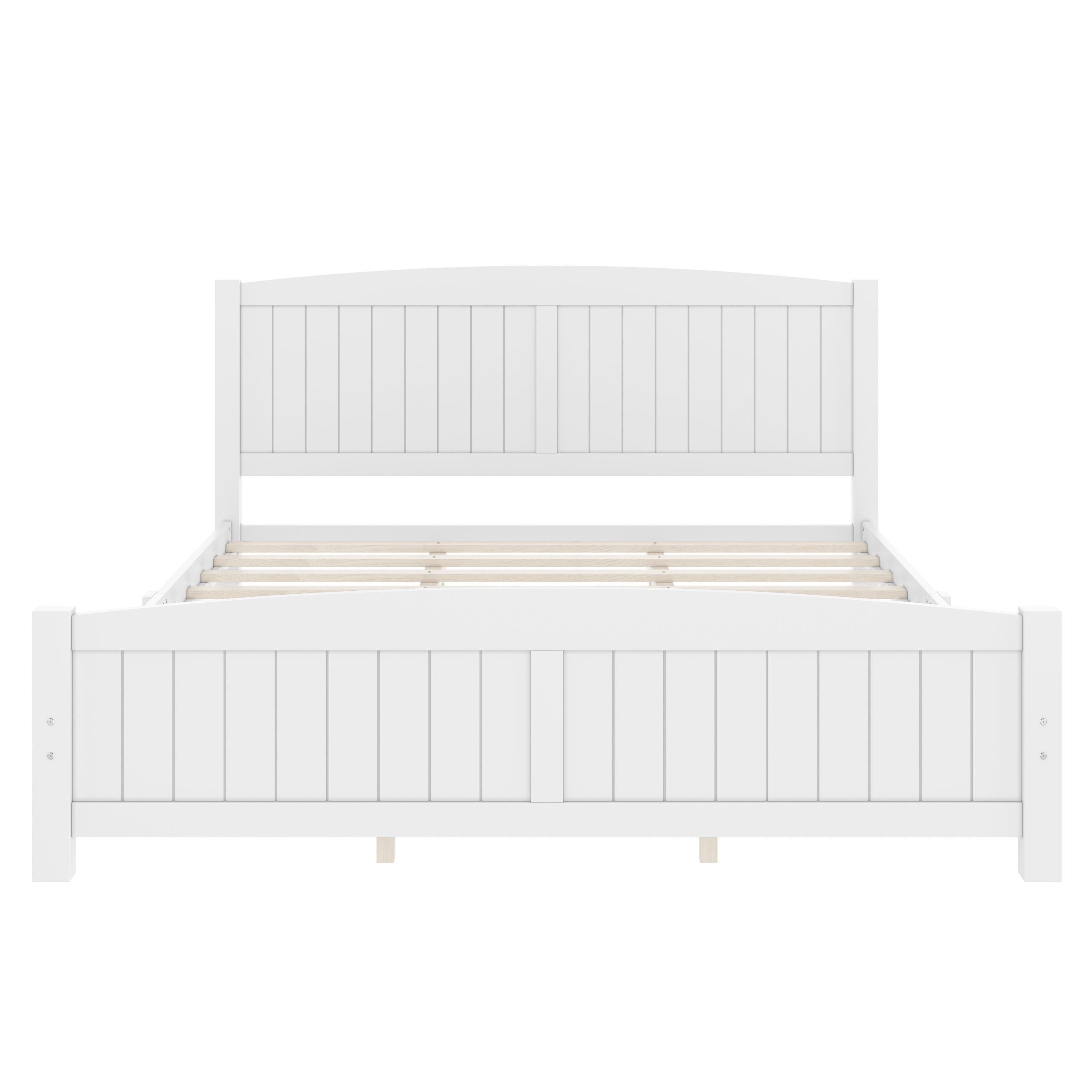 King Size Platform Bed, Solid Wood Platform Bed with Support Slats and Strong Structure, No Box Spring Needed, White - Image 5