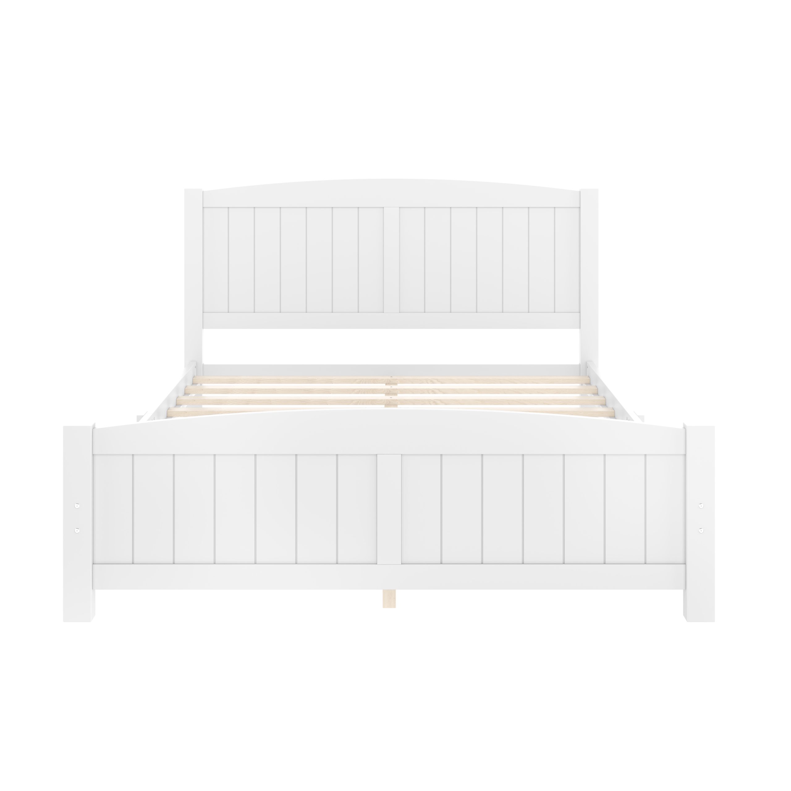 Queen Size Platform Bed, Solid Wood Platform Bed with Support Slats and Strong Structure, No Box Spring Needed, White - Image 5