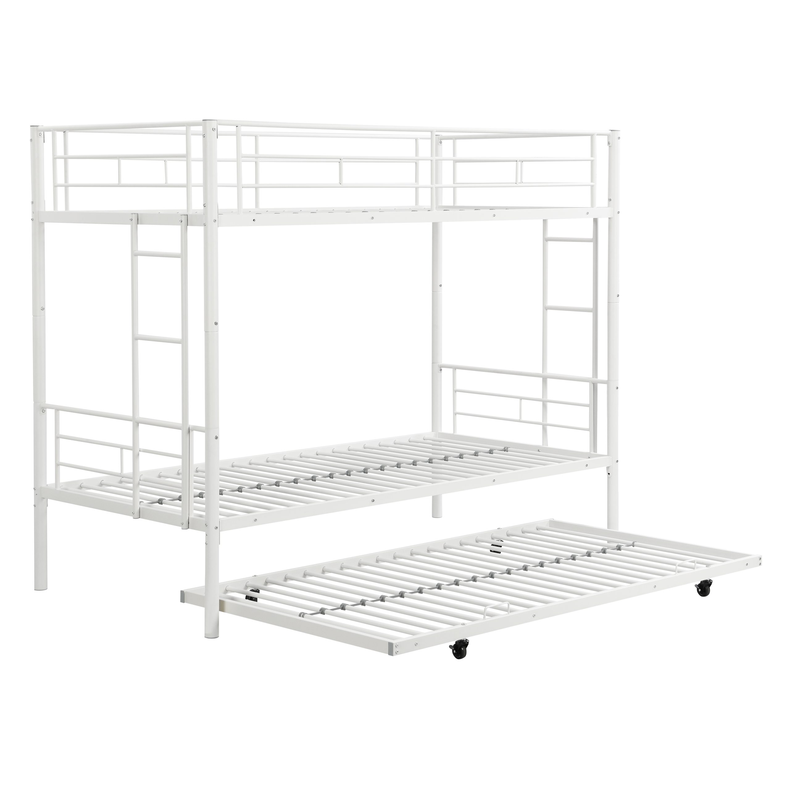 METAL Bunk Bed with trundle WHITE - Image 3