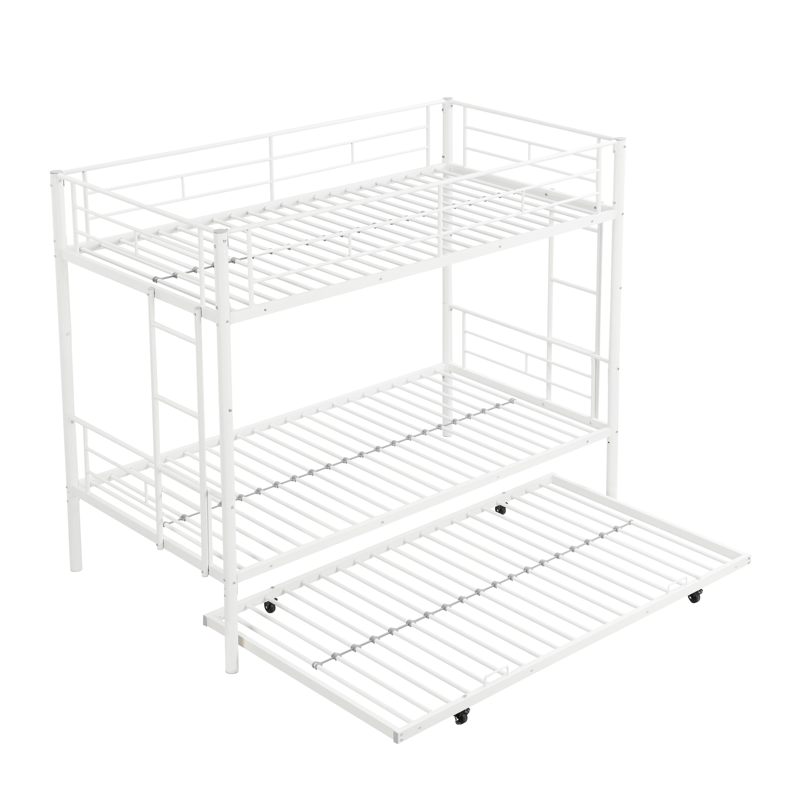 METAL Bunk Bed with trundle WHITE - Image 4
