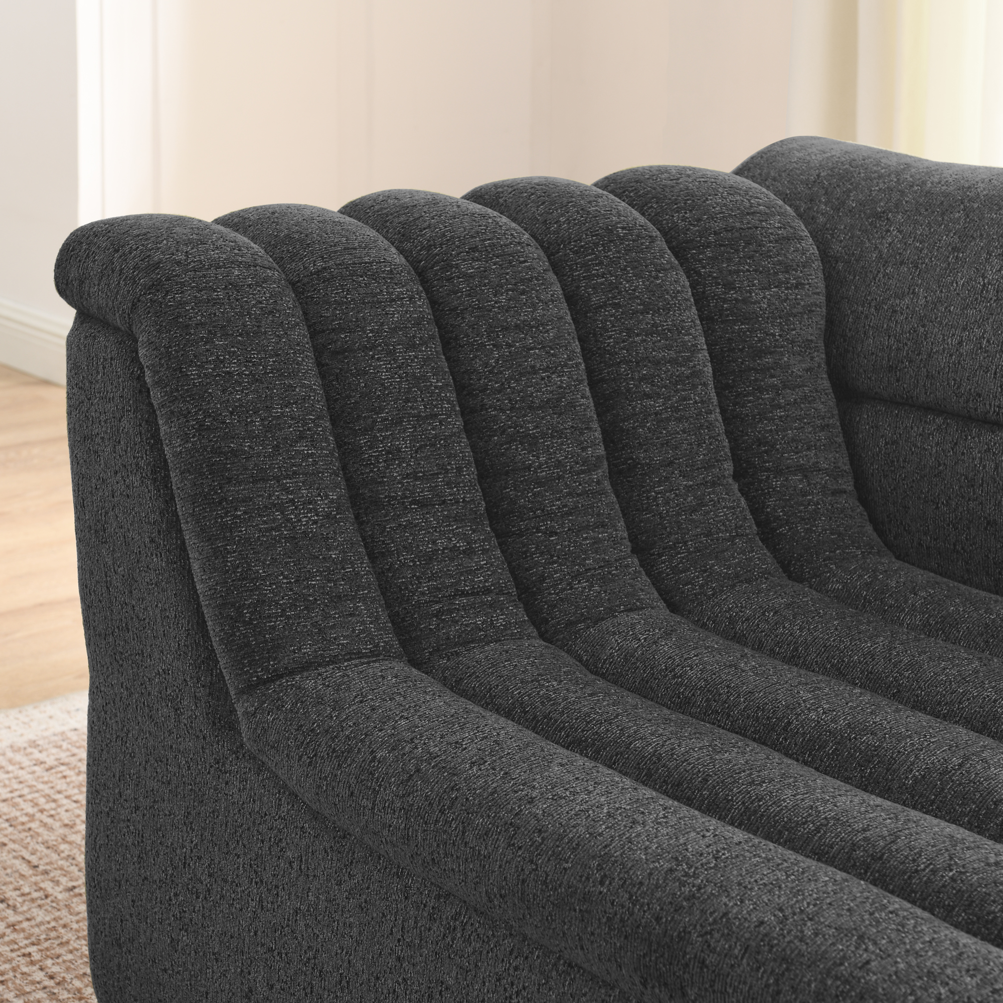 106" L-Shaped Modular Sectional Sofa with Chaise for Living Room, Chenille Upholstered Boneless Couches with Wave-Shaped Armrest, No Pillows Included - Image 4