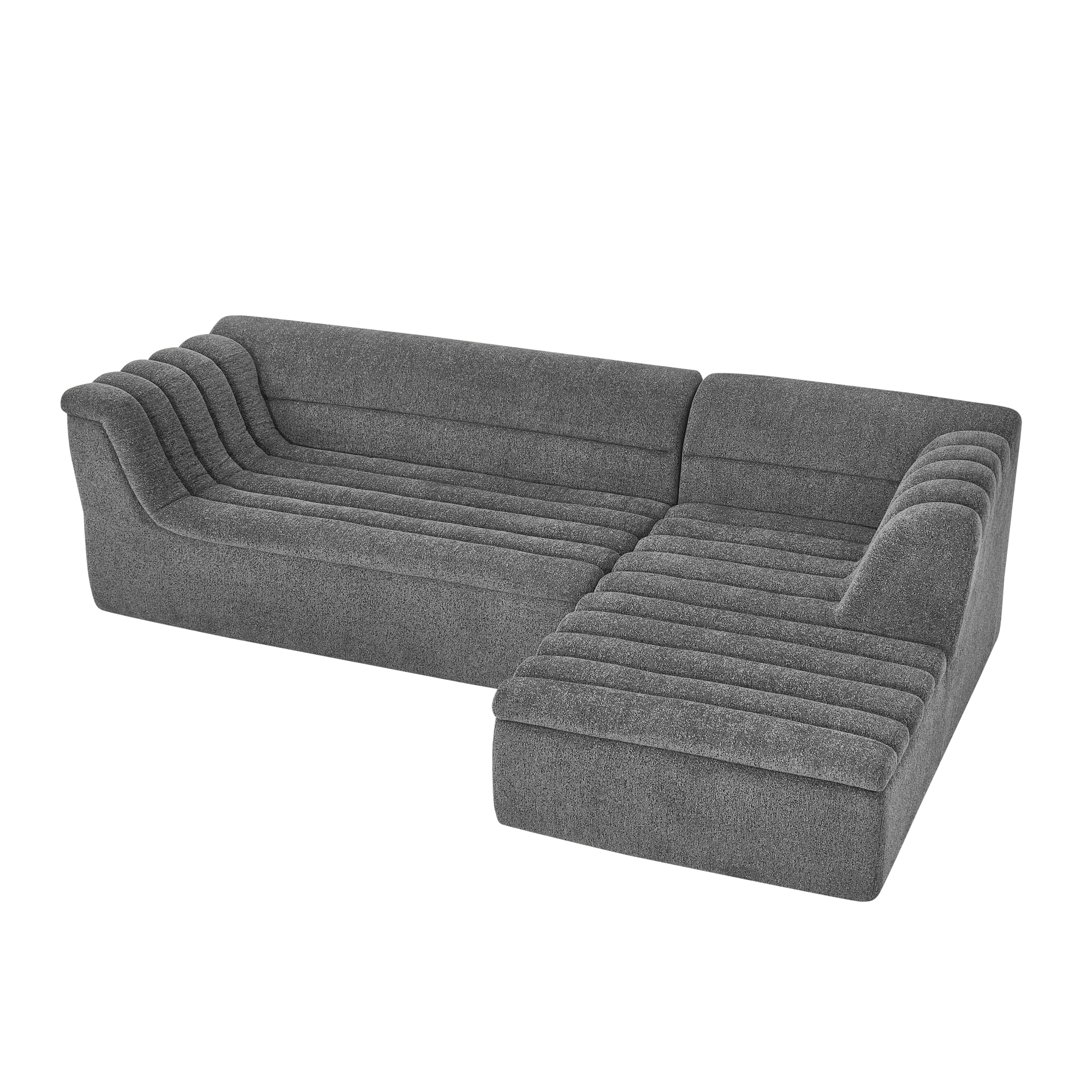 106" L-Shaped Modular Sectional Sofa with Chaise for Living Room, Chenille Upholstered Boneless Couches with Wave-Shaped Armrest, No Pillows Included - Image 2
