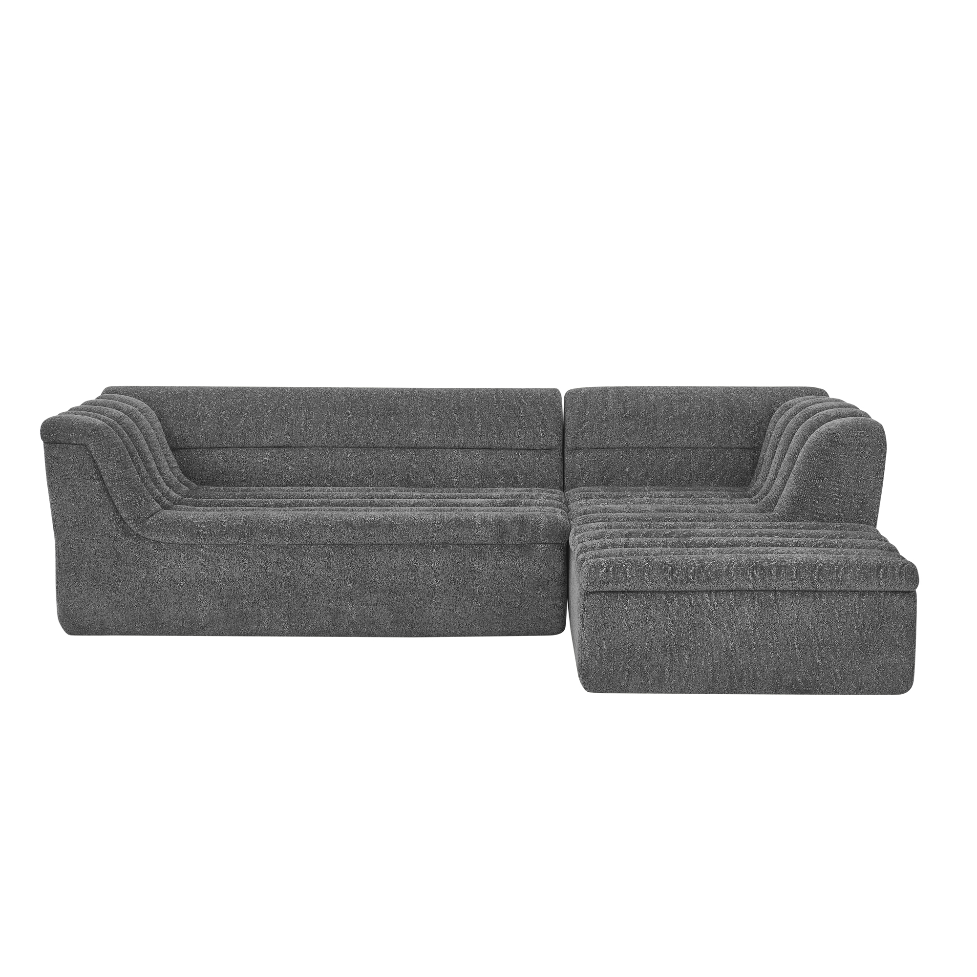 106" L-Shaped Modular Sectional Sofa with Chaise for Living Room, Chenille Upholstered Boneless Couches with Wave-Shaped Armrest, No Pillows Included - Image 3