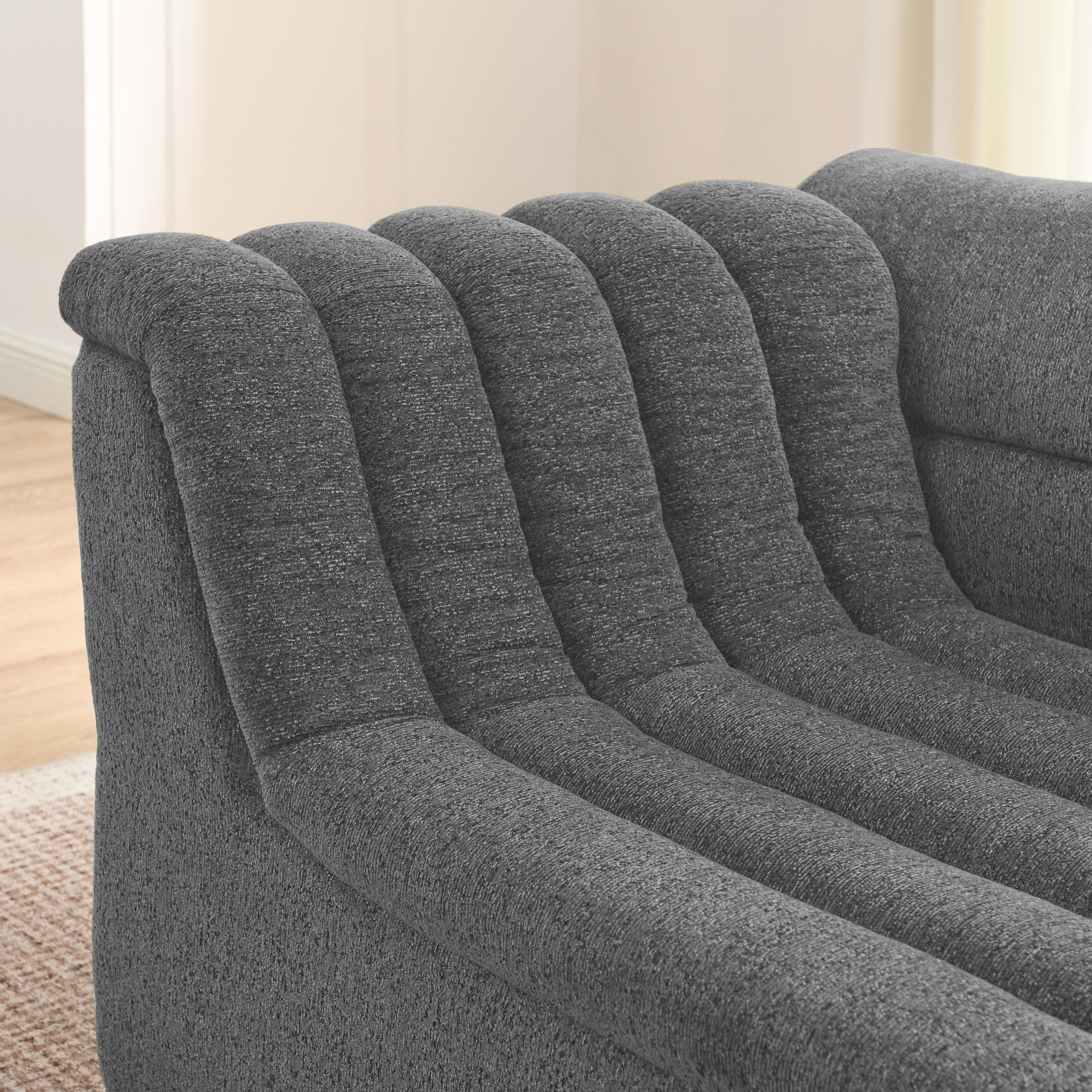 106" L-Shaped Modular Sectional Sofa with Chaise for Living Room, Chenille Upholstered Boneless Couches with Wave-Shaped Armrest, No Pillows Included - Image 6