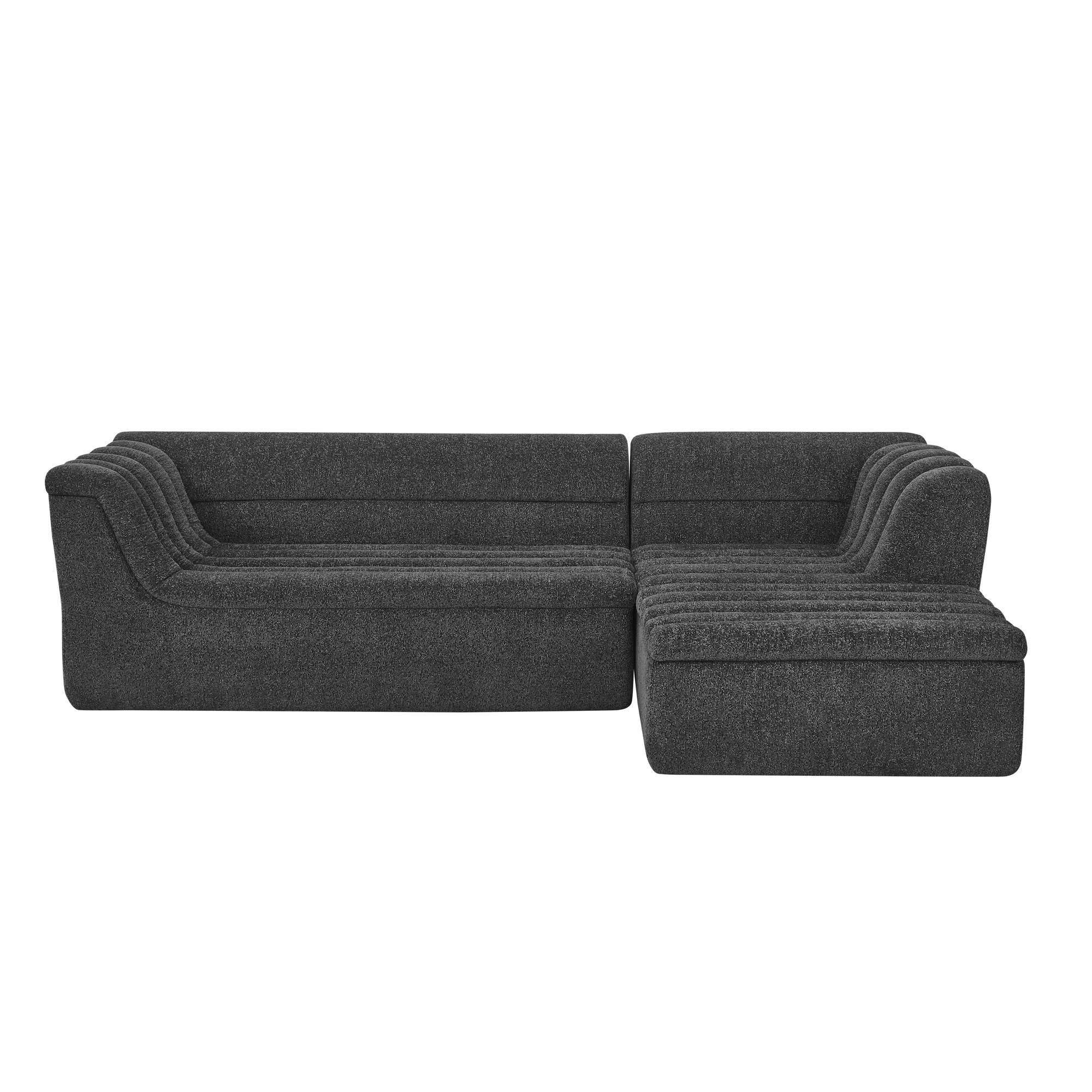 106" L-Shaped Modular Sectional Sofa with Chaise for Living Room, Chenille Upholstered Boneless Couches with Wave-Shaped Armrest, No Pillows Included - Image 2
