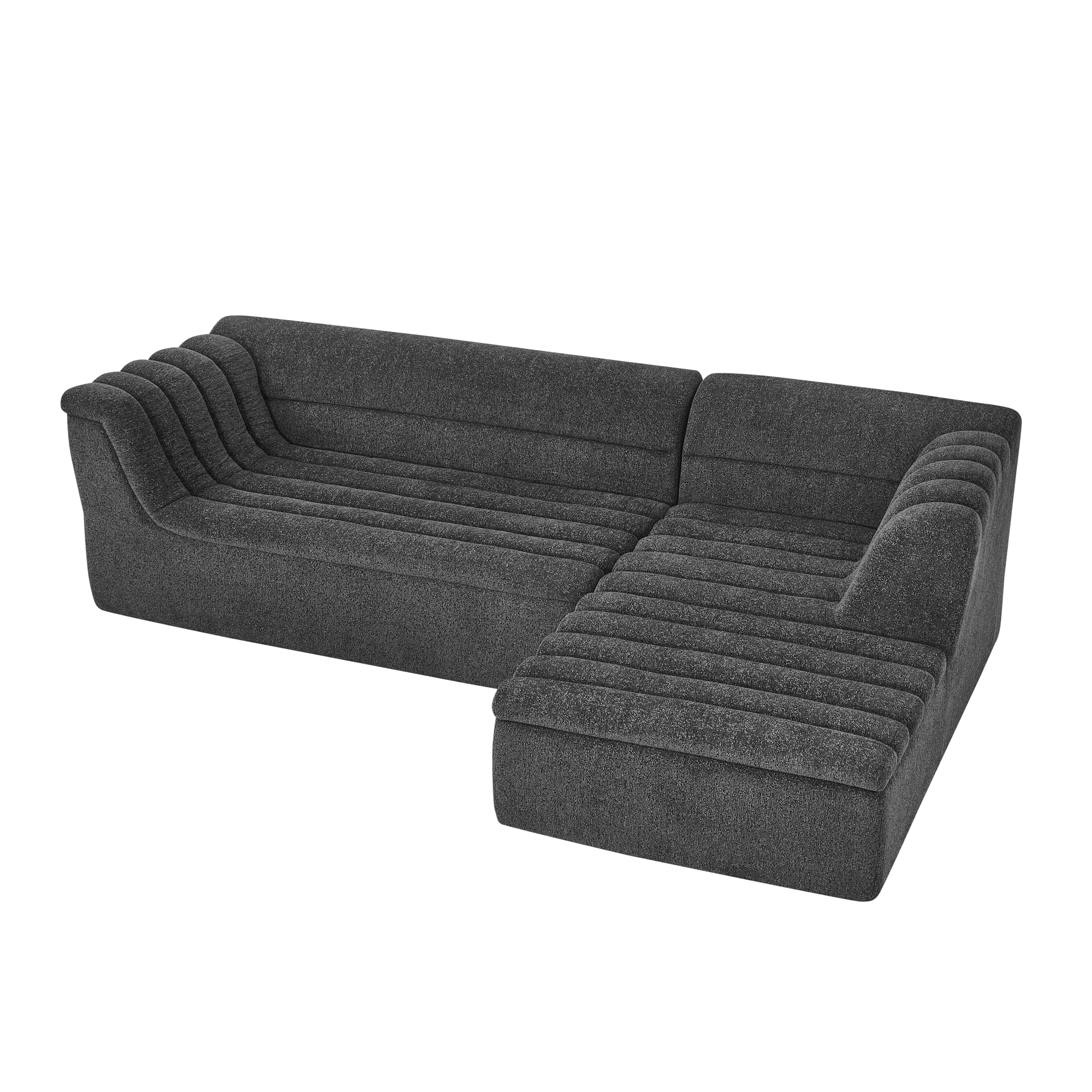 106" L-Shaped Modular Sectional Sofa with Chaise for Living Room, Chenille Upholstered Boneless Couches with Wave-Shaped Armrest, No Pillows Included - Image 3