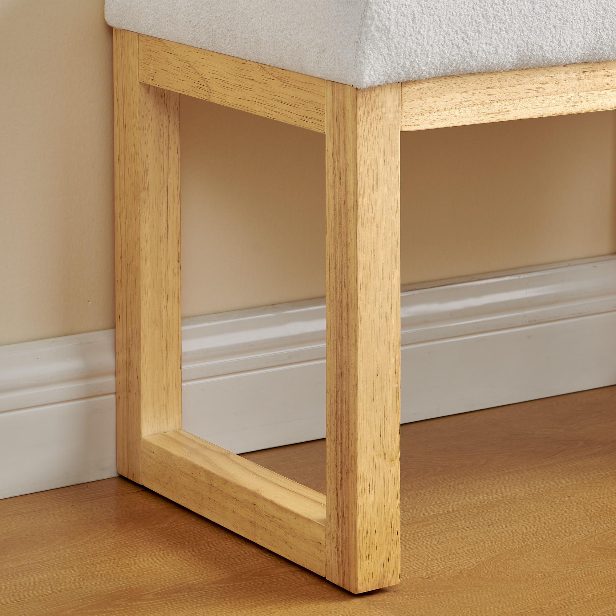 Shoe-changing bench, a shoe-changing bench with a wooden frame and a soft cushioned seat, can be placed freely and is suitable for small spaces without taking up much space - Beige - Image 3