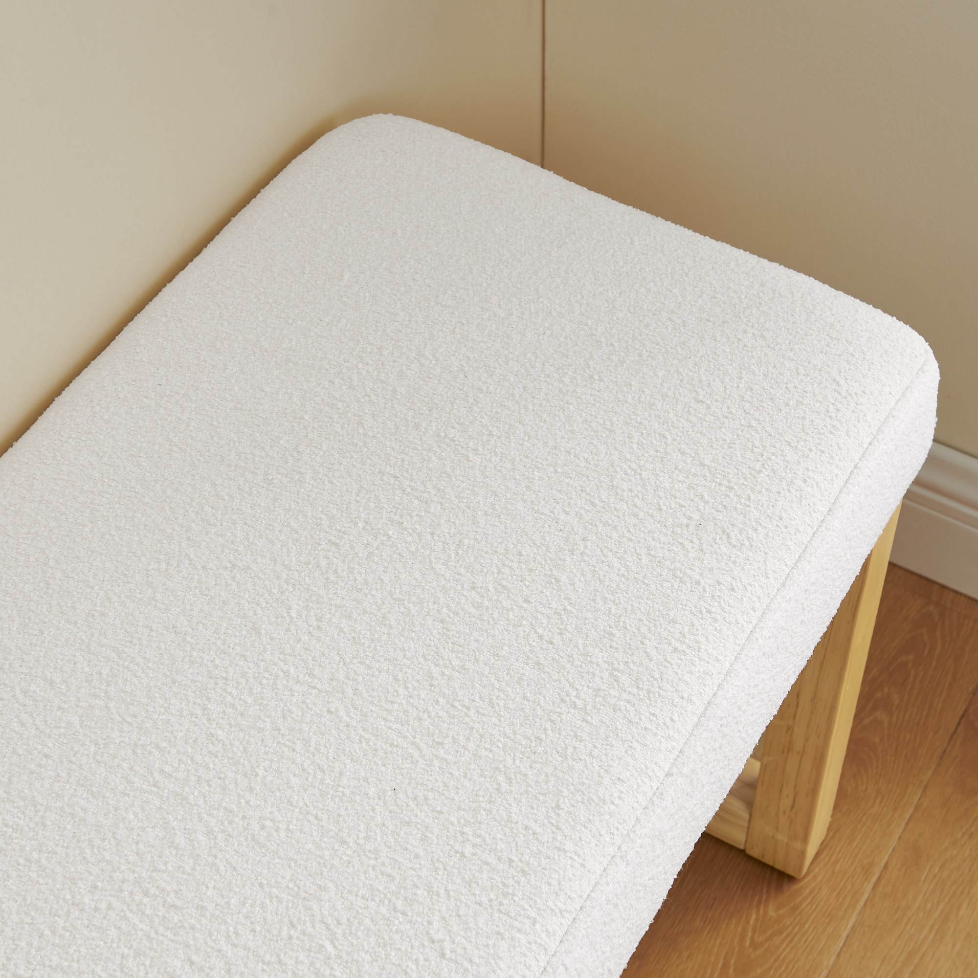Shoe-changing bench, a shoe-changing bench with a wooden frame and a soft cushioned seat, can be placed freely and is suitable for small spaces without taking up much space - Beige - Image 5